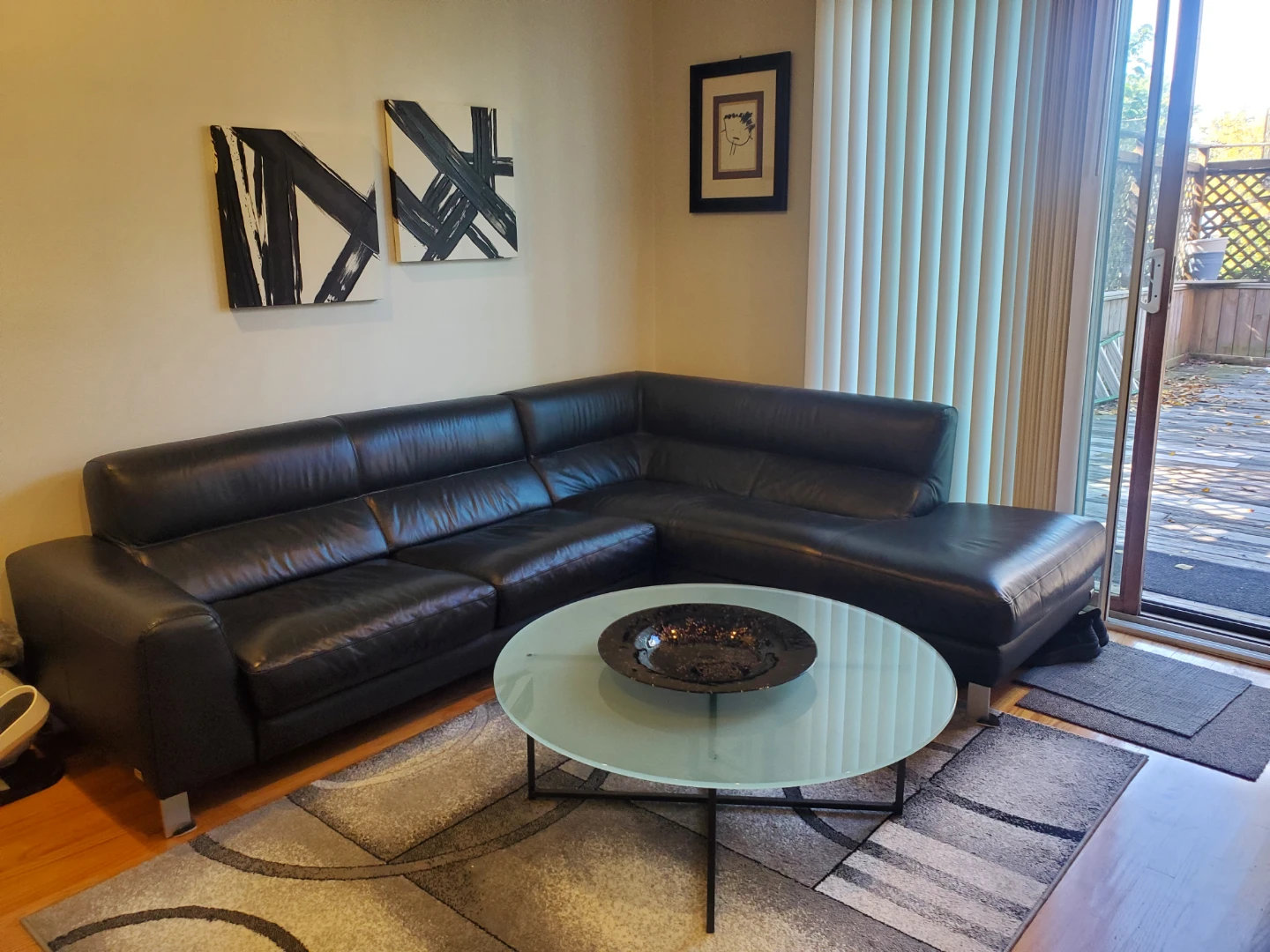 CASA ITALIA Black leather sectional 2 PC