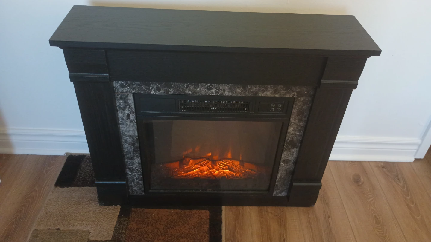 Electric Fireplace with Faux Marble Surround - photo 2