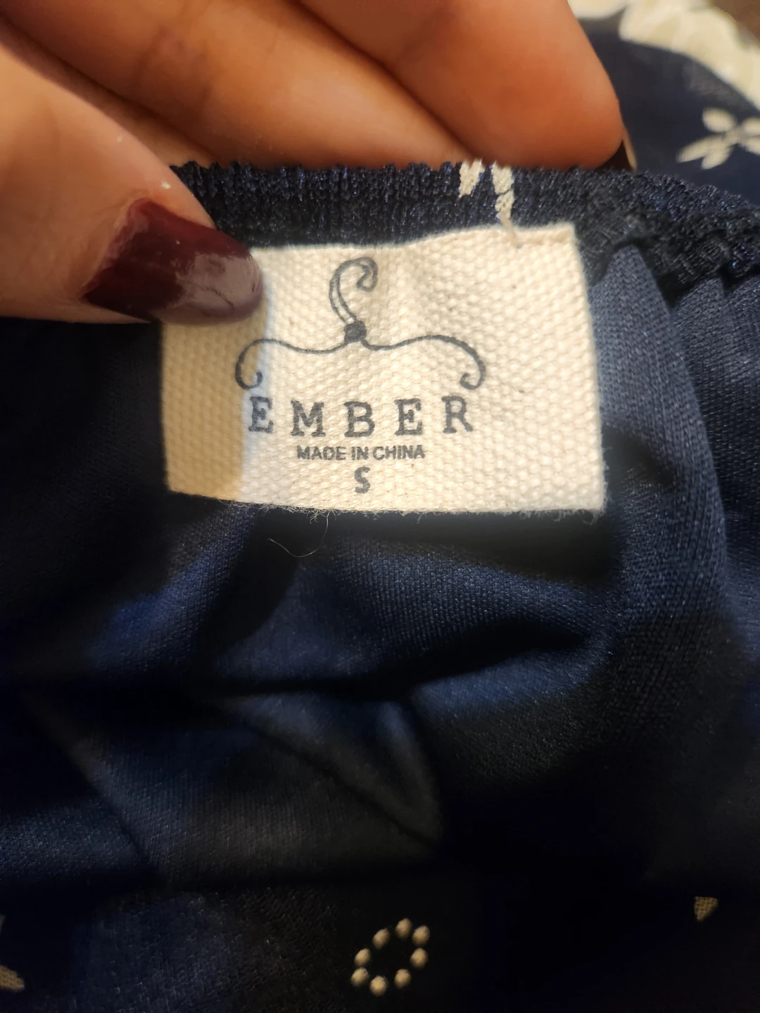 EMBER Size Navy Blue Floral Border Print Sheer Tie Sleeve Dress - photo 2