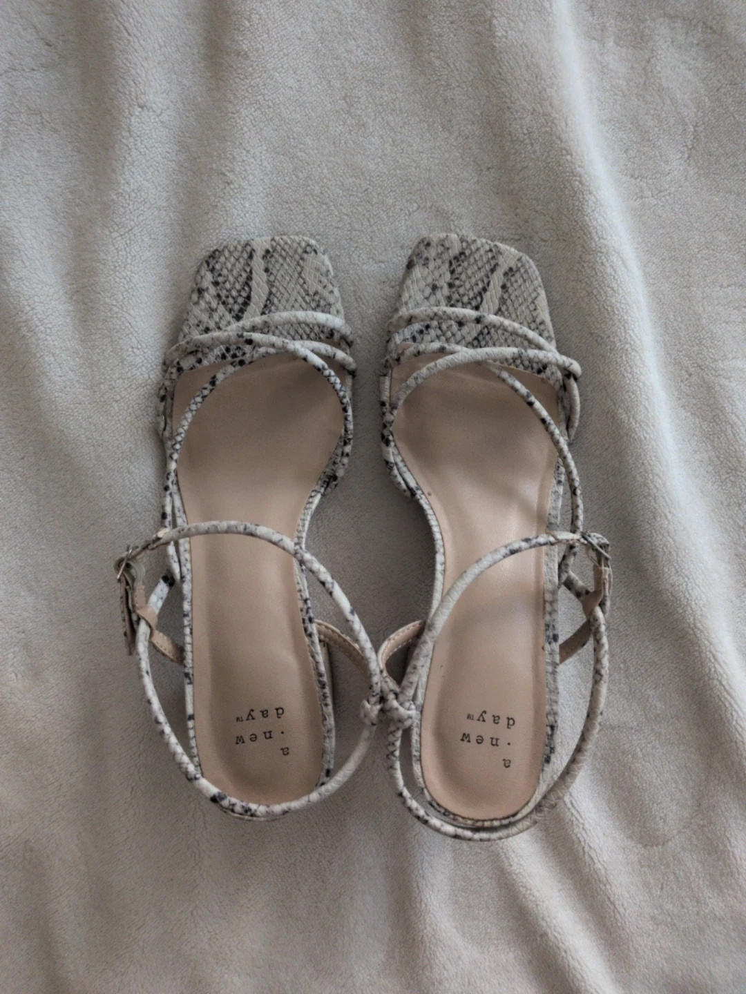 A New Day Snakeskin Print Block Heel Sandals