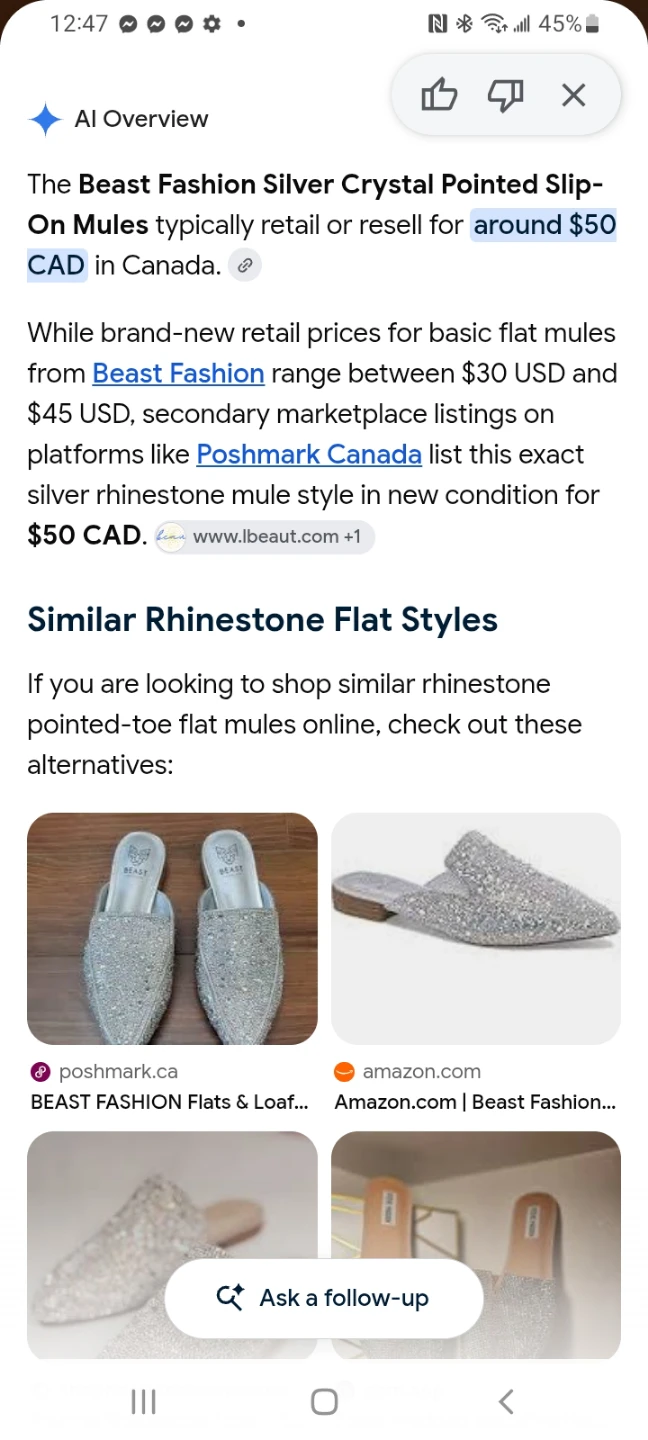 Beast Fashion Silver Rhinestone Mules 7.5 - photo 2