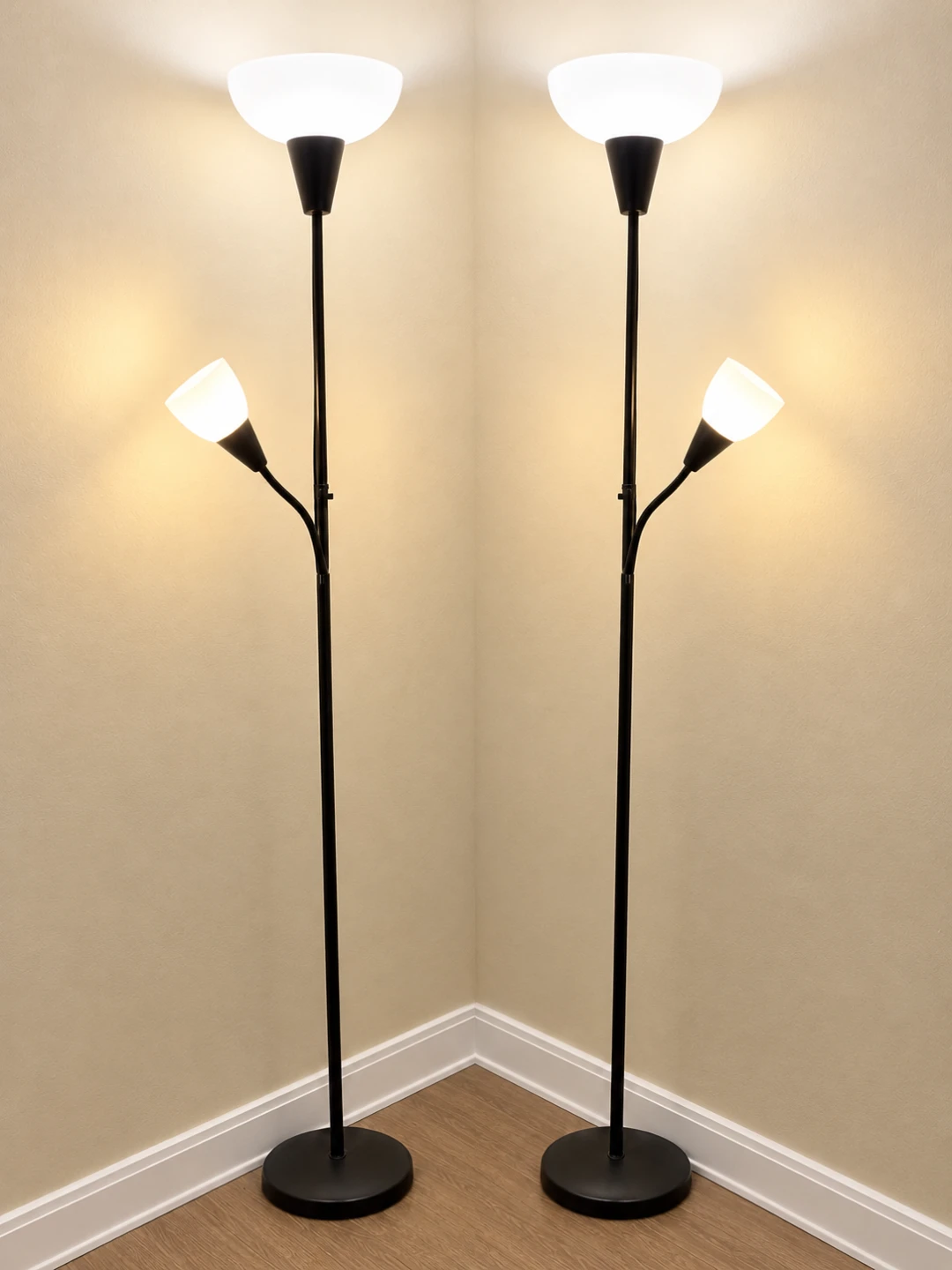 Black Floor Lamp with Adjustable Reading Light