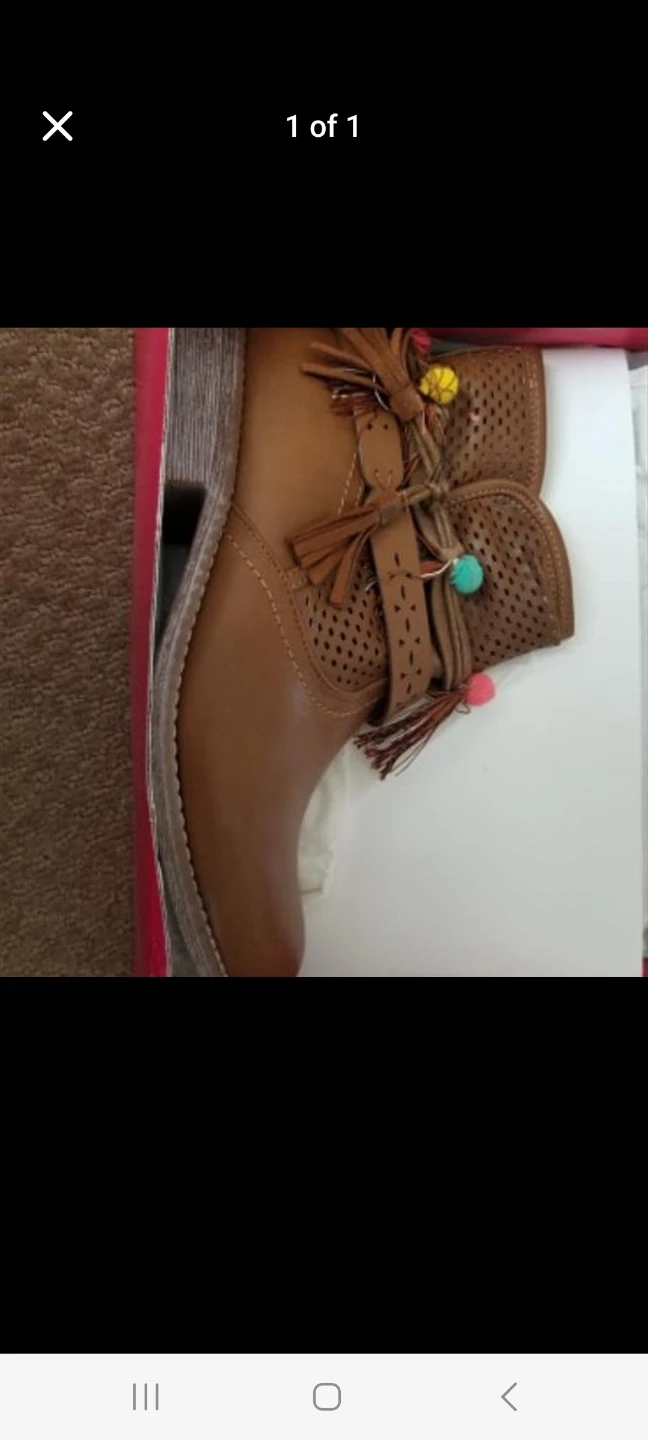 Tan Faux Leather Ankle Boots with Tassel Details size 5