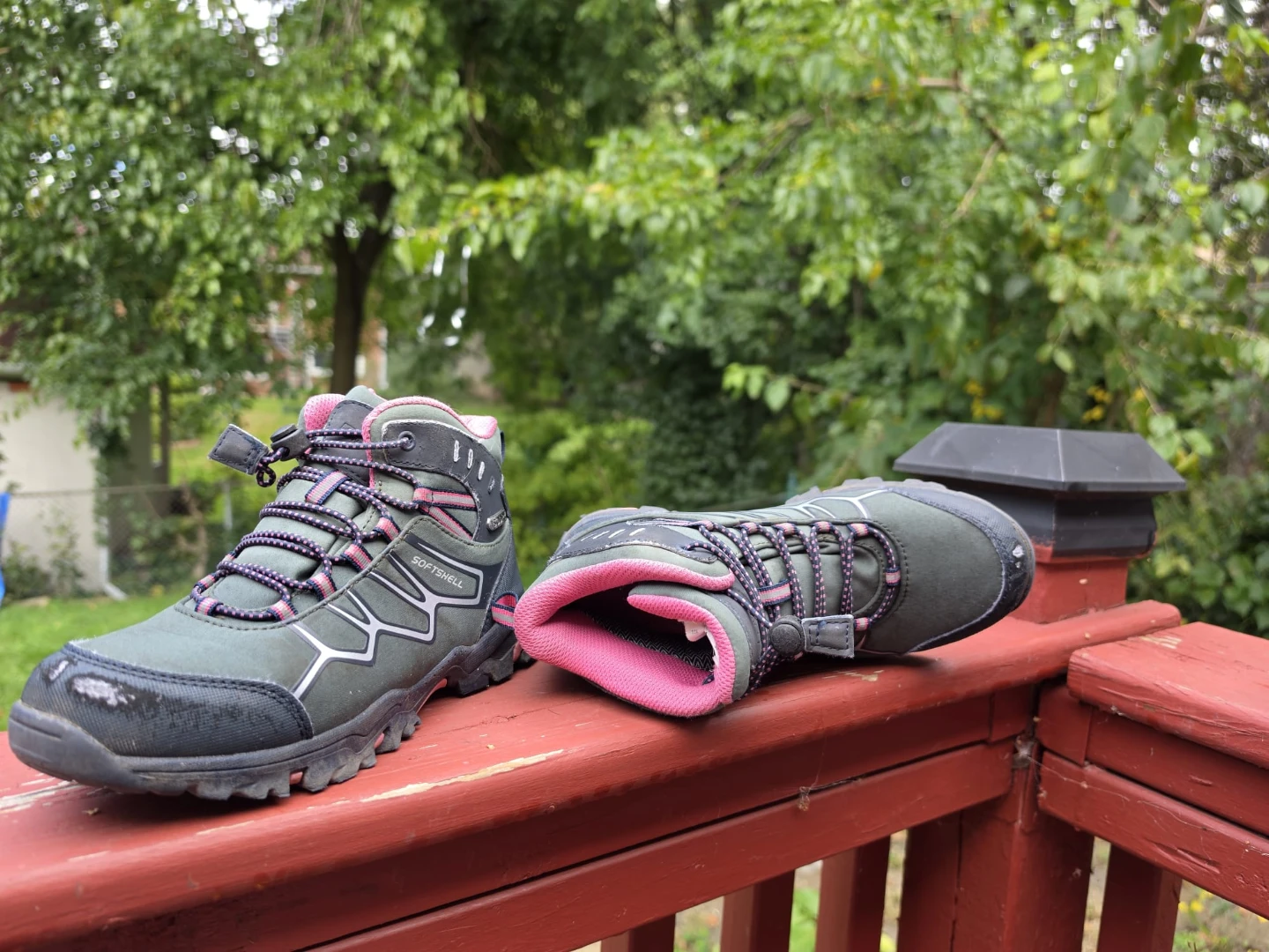 Girls Softshell Hiking / Outdoor Boots – Grey & Pink