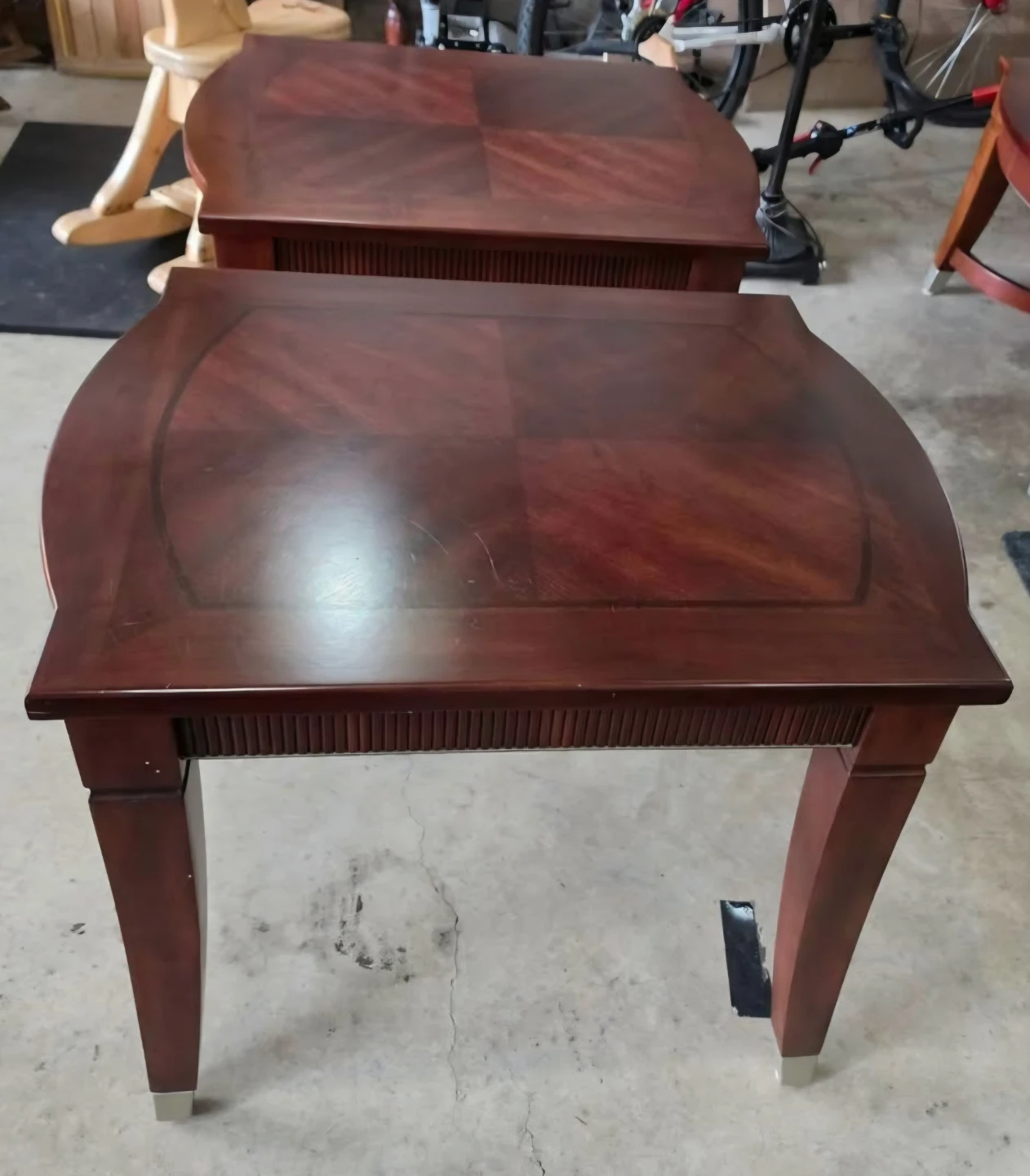 Set of Coffee Table and 2 End Tables, Large Mahogany Colour - photo 3