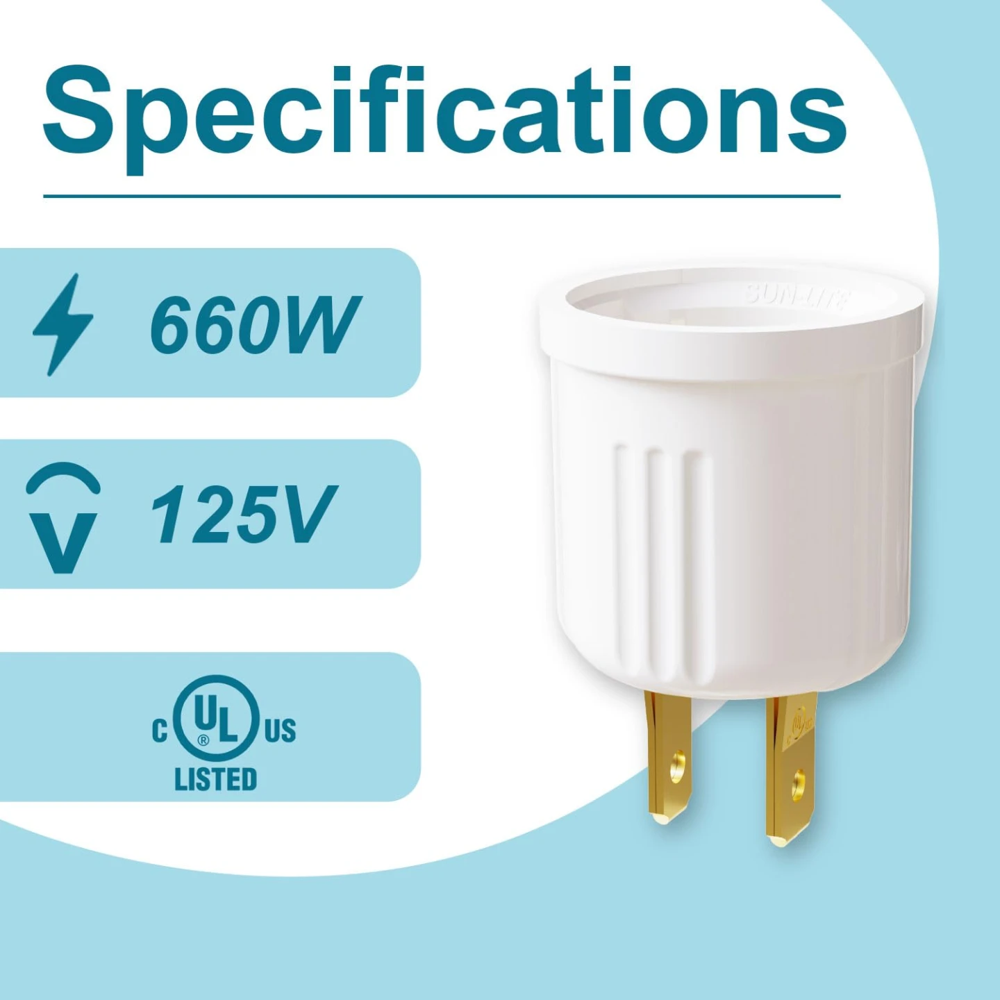 Outlet to Socket Adapter to E26 Light Bulb Socket - photo 2