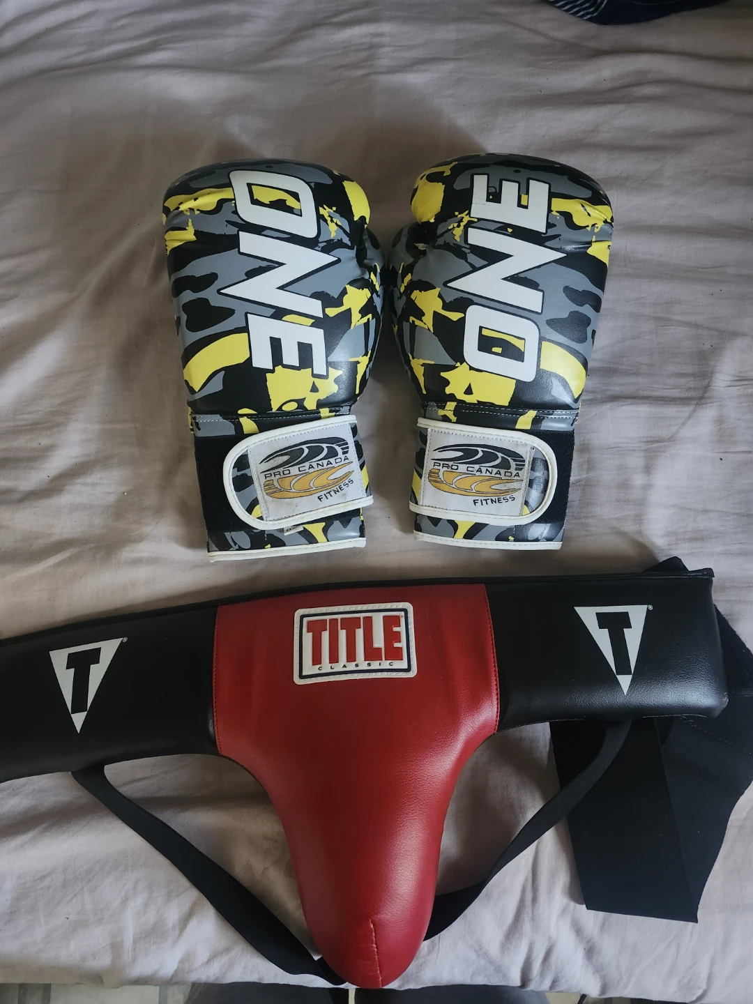 Pro Canada Fitness Boxing Gloves and Title Groin Guard
