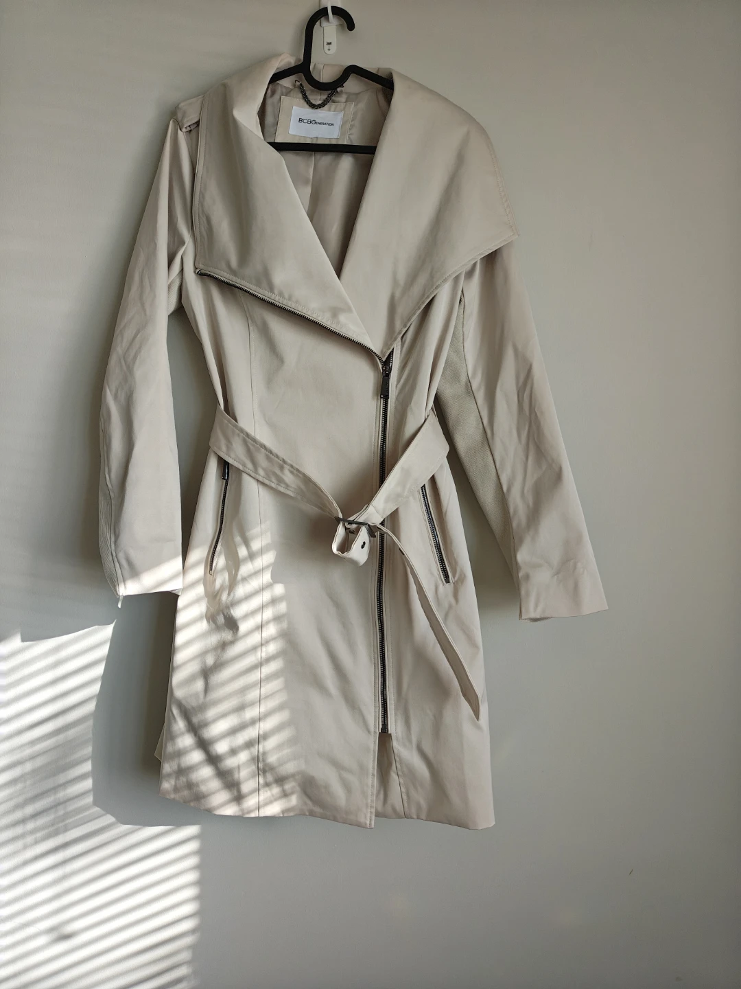 BCBGeneration Cream Moto Trench Coat