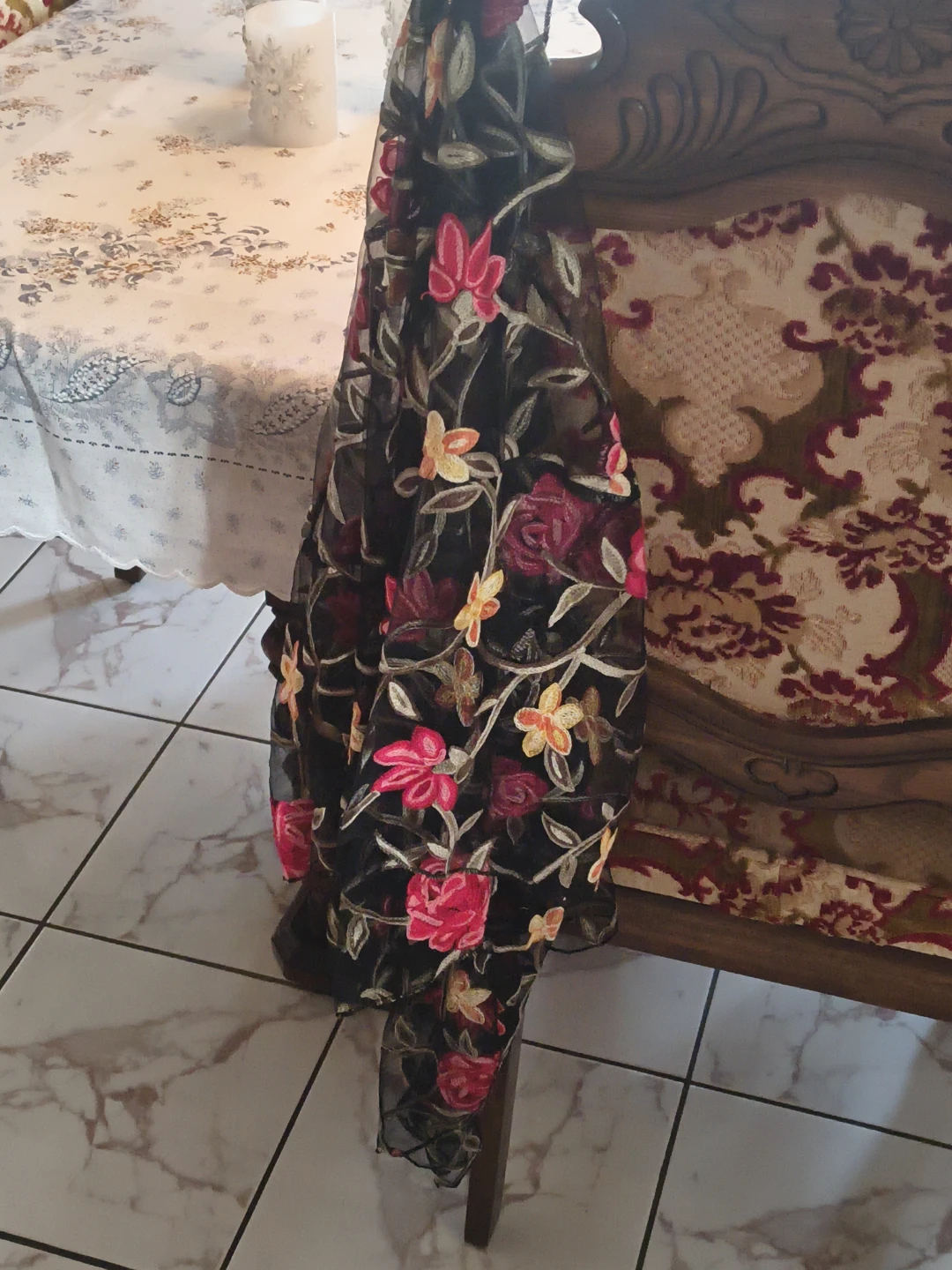 Black Floral Embroidered Sheer Cardigan - photo 3