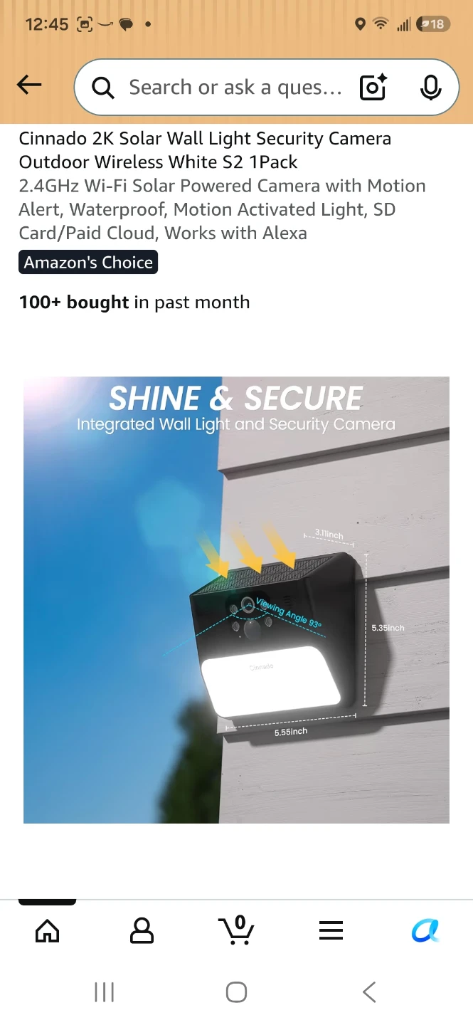 Cinnado 2K Solar Wall Light Security Camera S2 - photo 3
