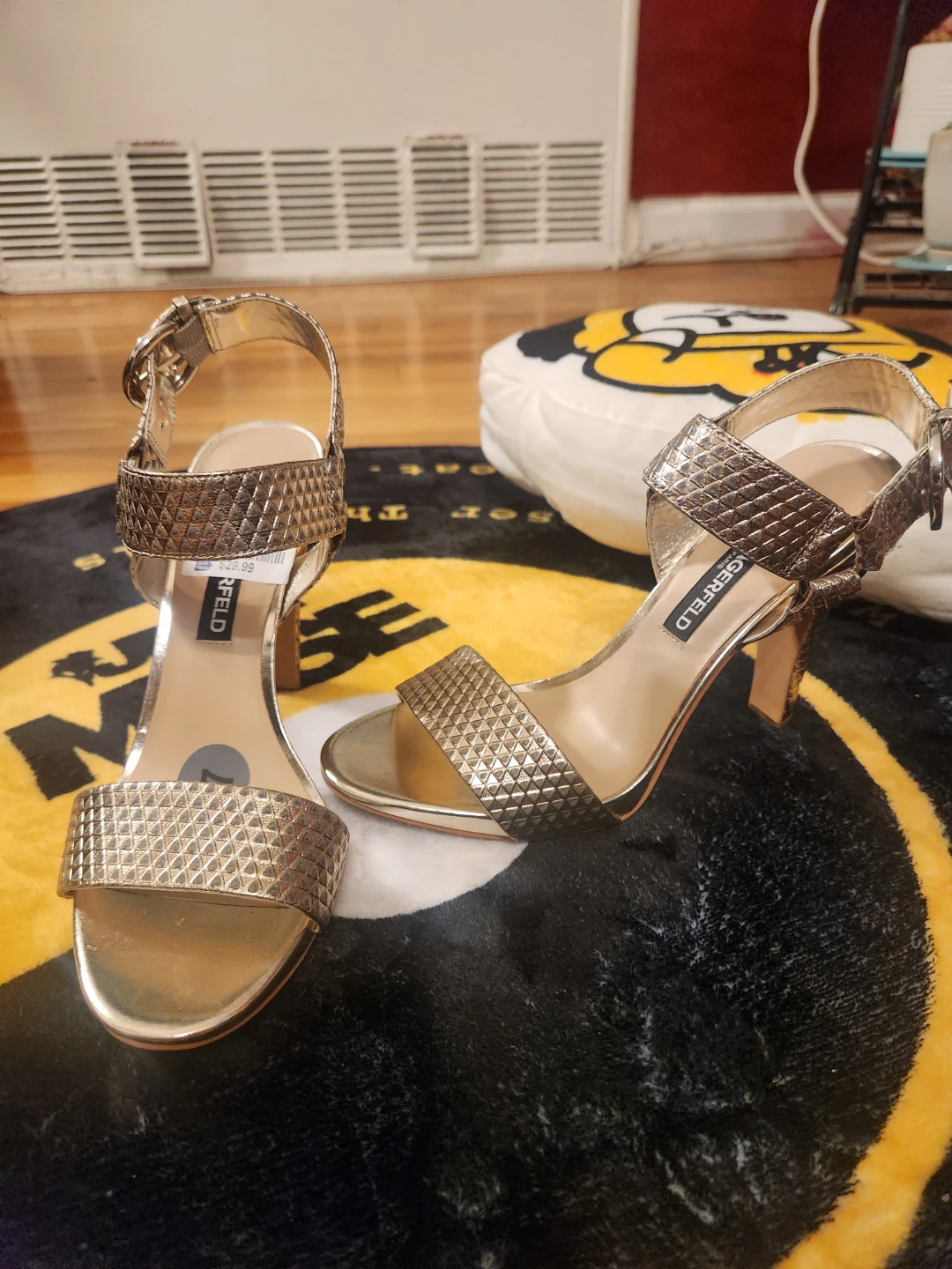 Karl Lagerfeld NWT 7 Metallic Gold Snakeskin Cieone Sandal