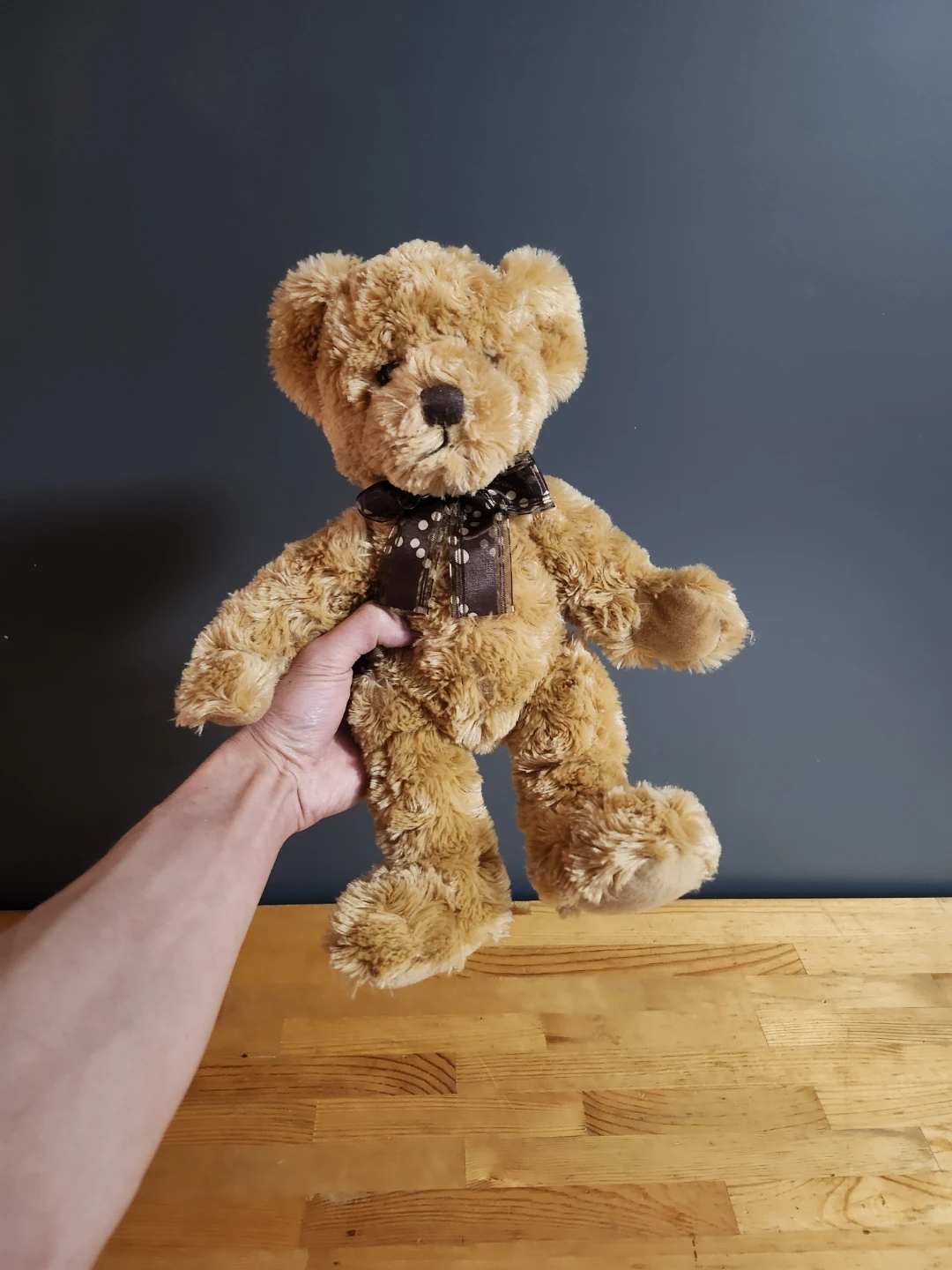 Brown Teddy Bear with Polka Dot Bow - photo 2