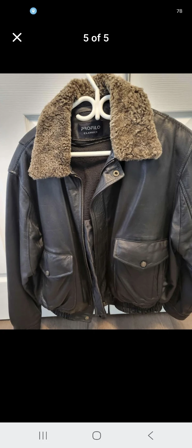Leather bomber jacket