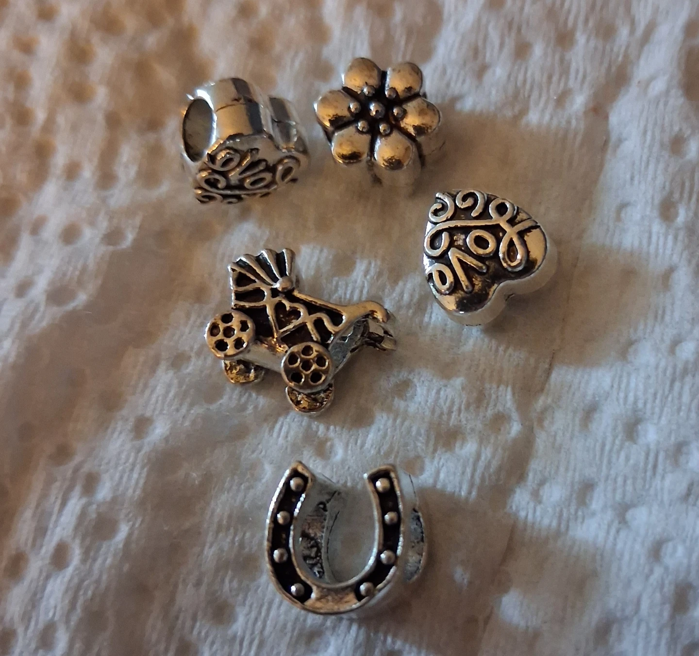 Set of 5 Assorted Silver-Tone Charms