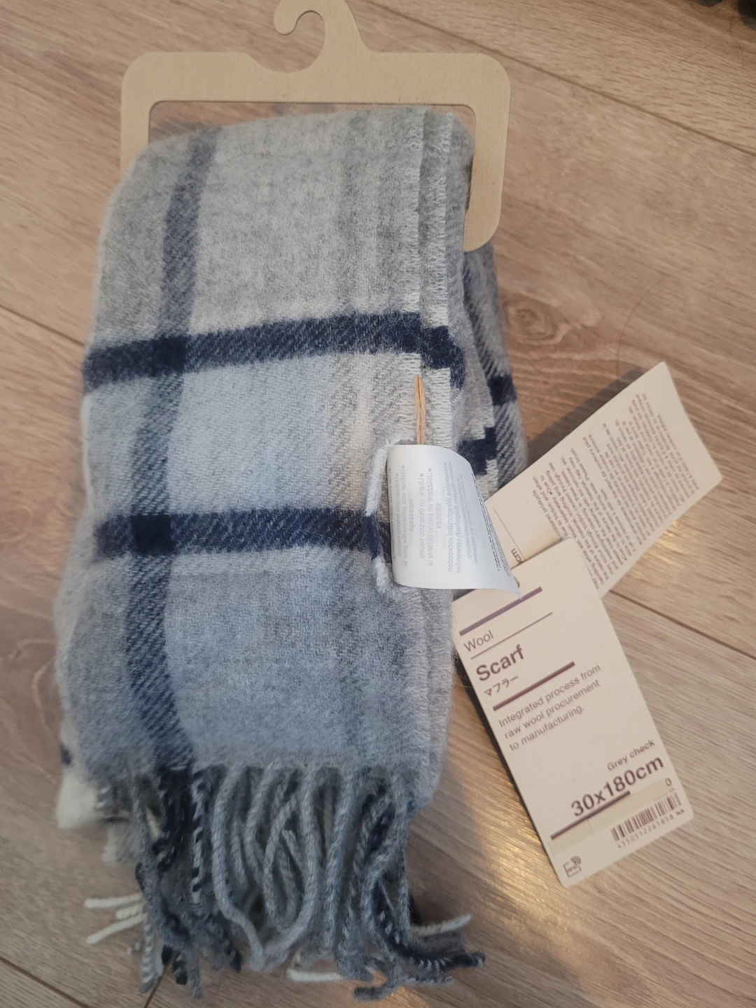 Muji Wool Scarf in Grey Check - photo 2