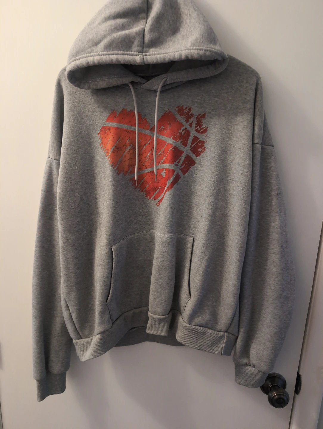 Grey Hoodie with Basketball Heart Graphic