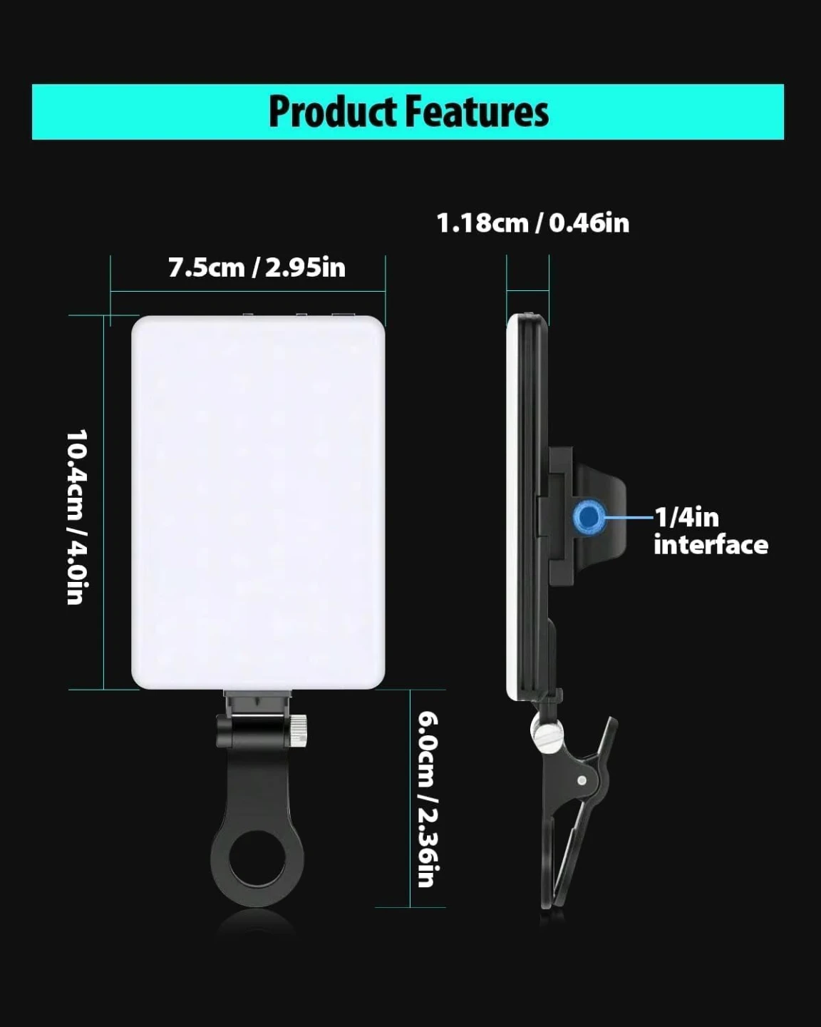 60 LED Portable Selfie Light with Clip(Black) - photo 5