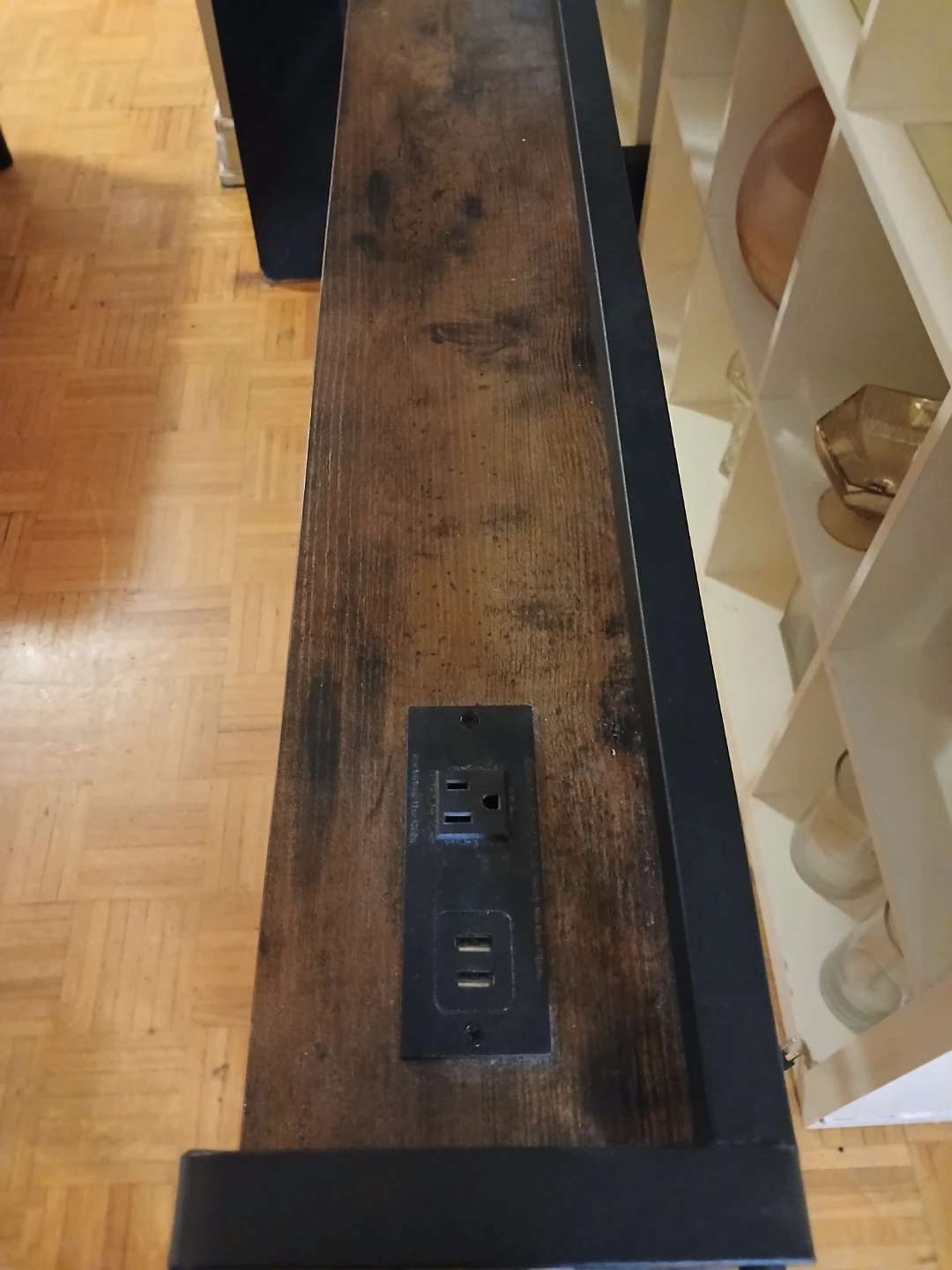 Industrial Narrow Console Table with Power Outlet - photo 2