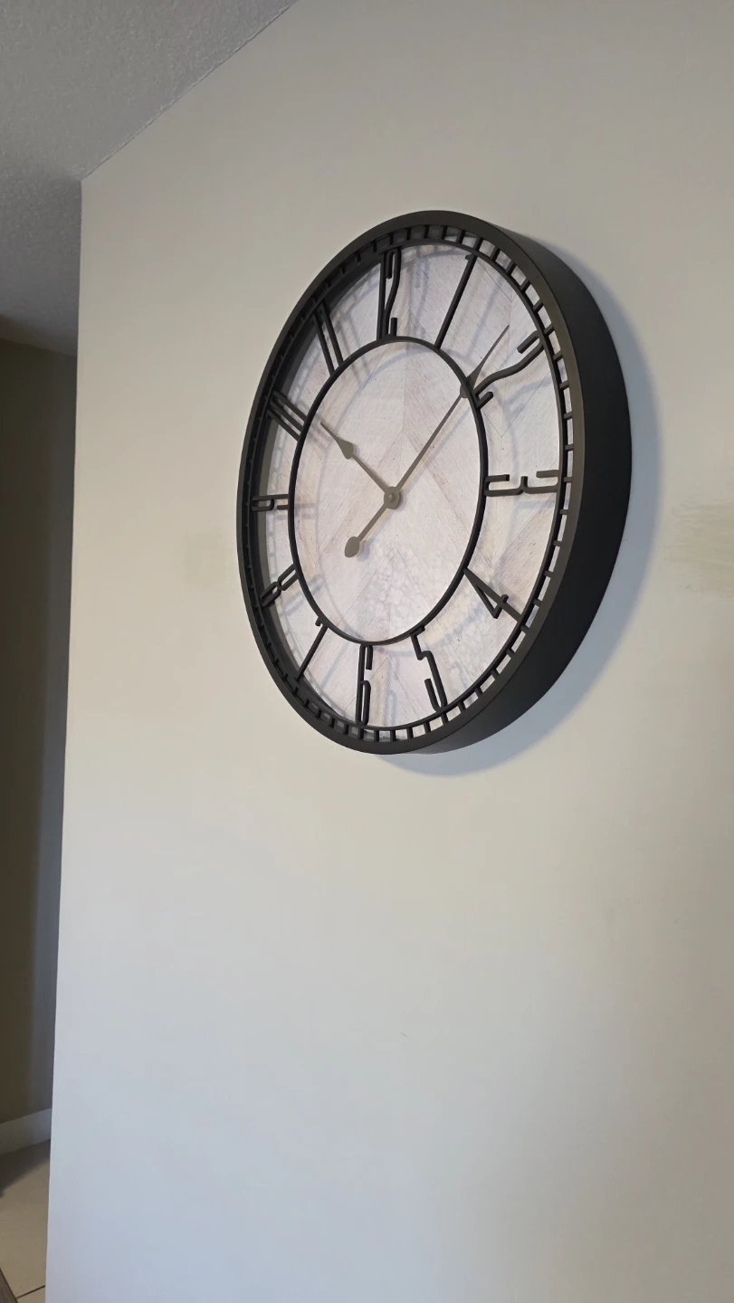Large Round Wall Clock with Wood Textured/Pattern - photo 2