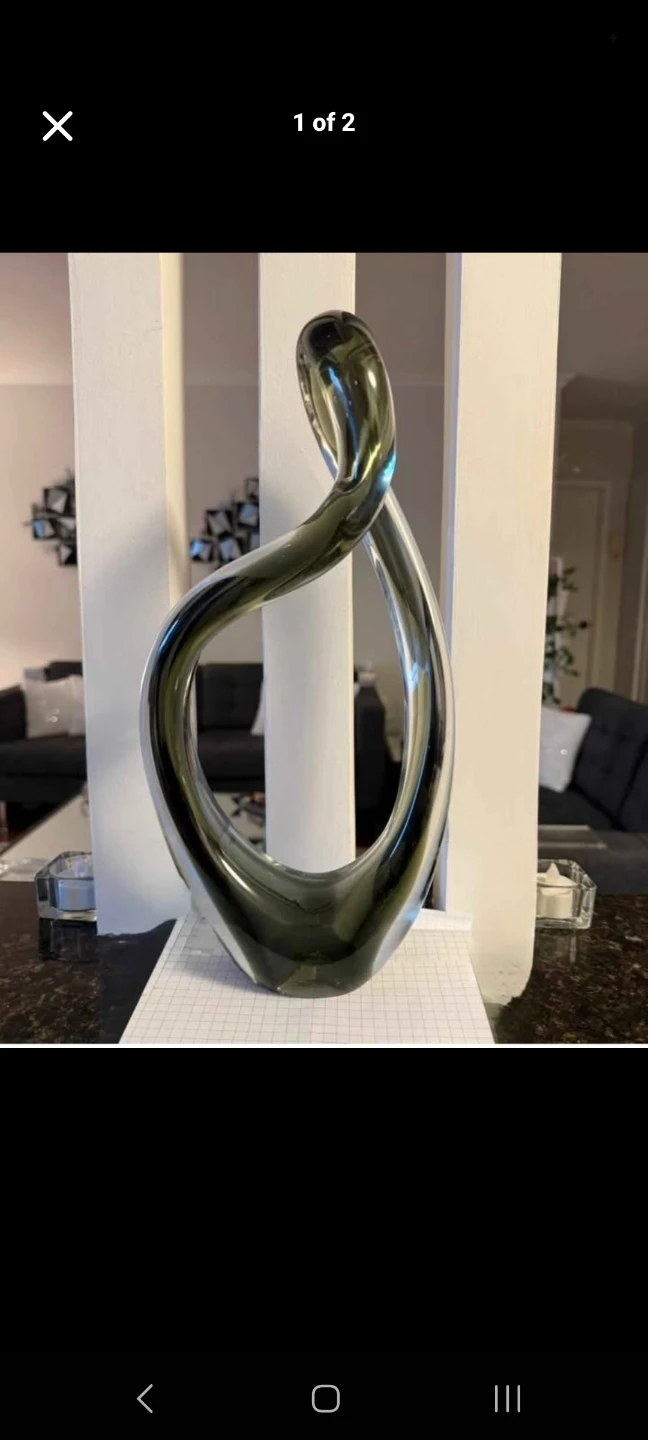 Modern abstract smokey gray glass sculpture