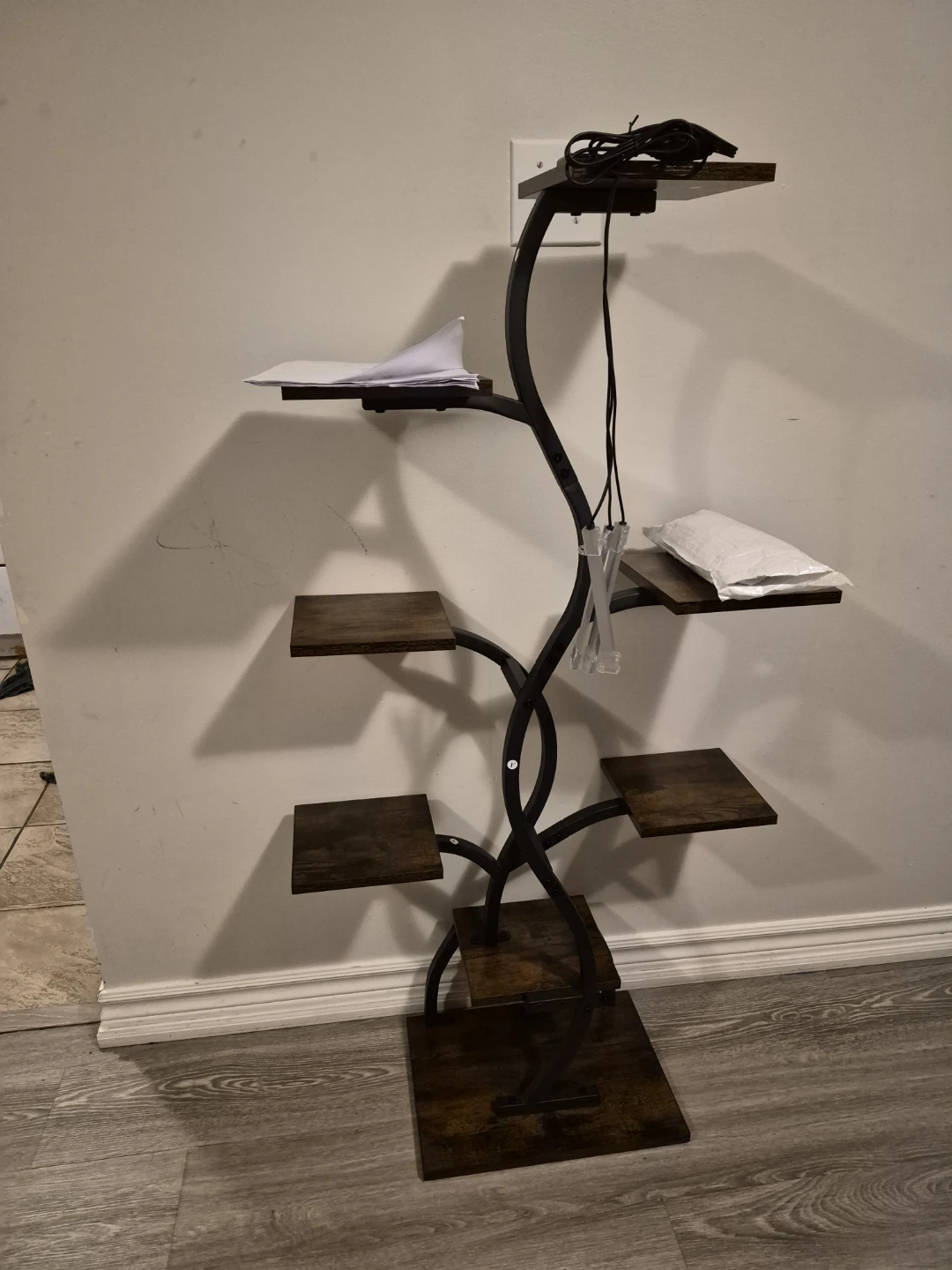Plant stand with LED grow lights