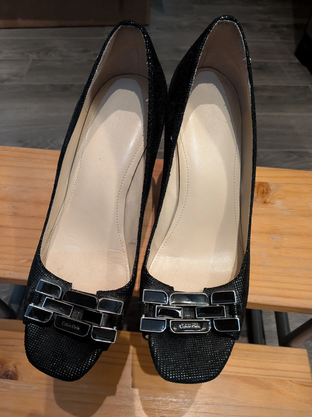 Calvin Klein Black Textured Pumps