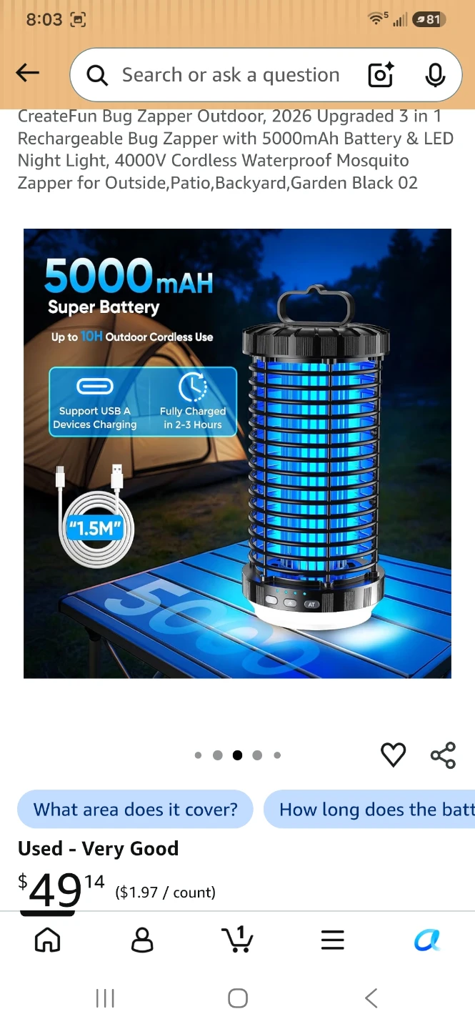 CreateFun Rechargeable Outdoor Bug Zapper - photo 4