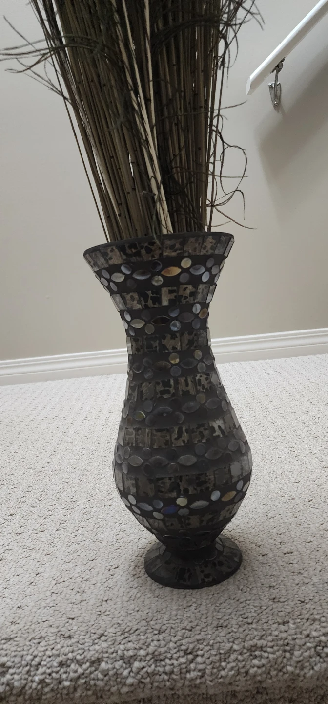 Glass Mosaic Vase with Peacock Feathers