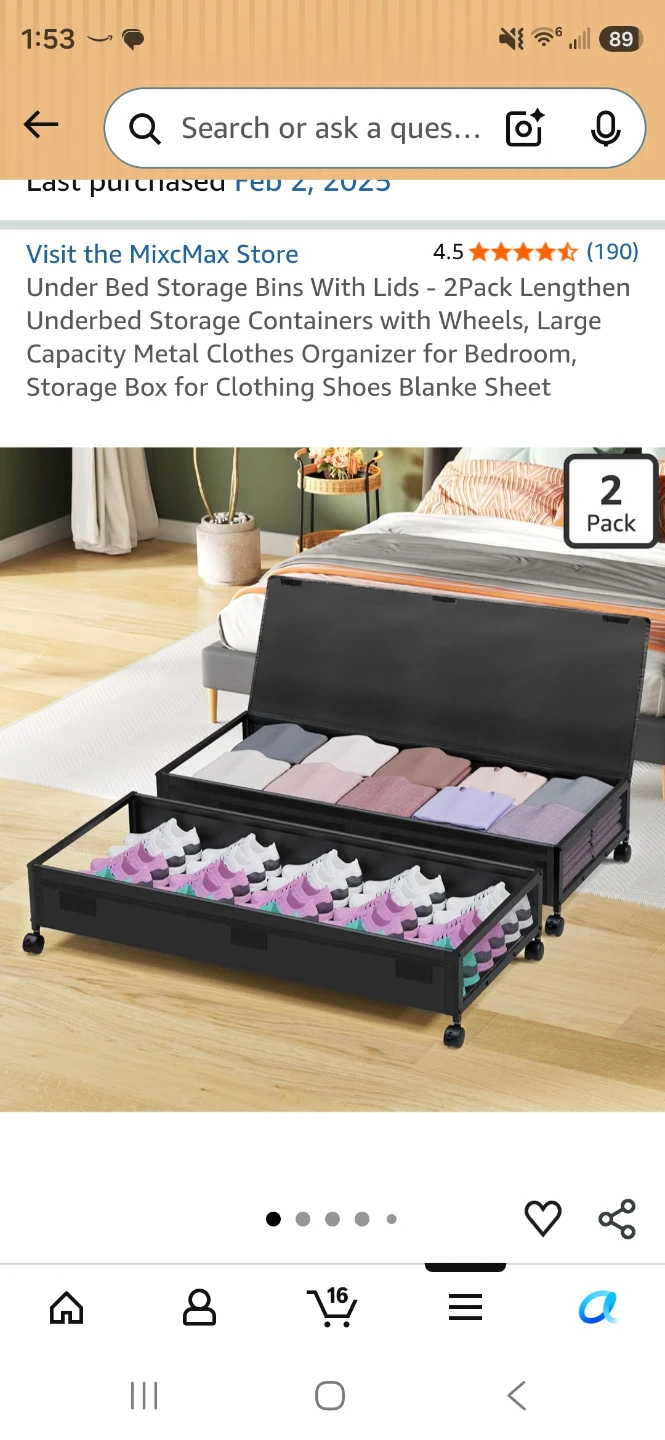 MixcMax Under Bed Storage Bins with Lids - 2 Pack