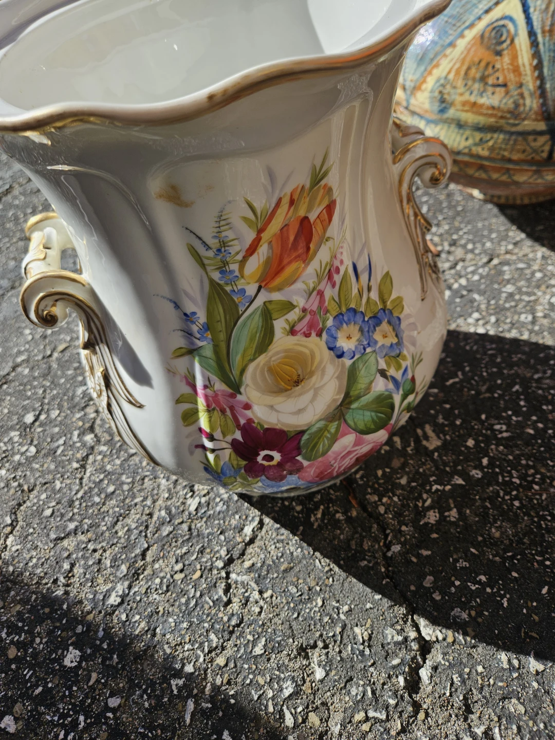 Vintage Floral Ceramic Cachepot