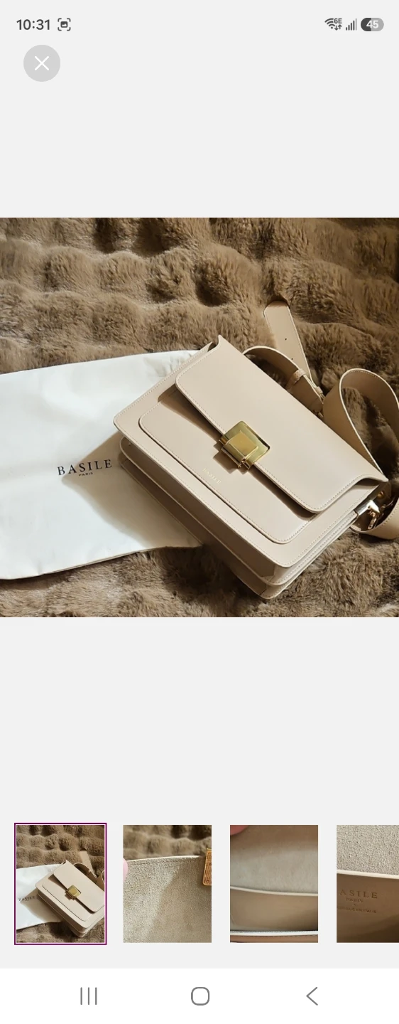 Basile Paris Cream Leather Crossbody Bag