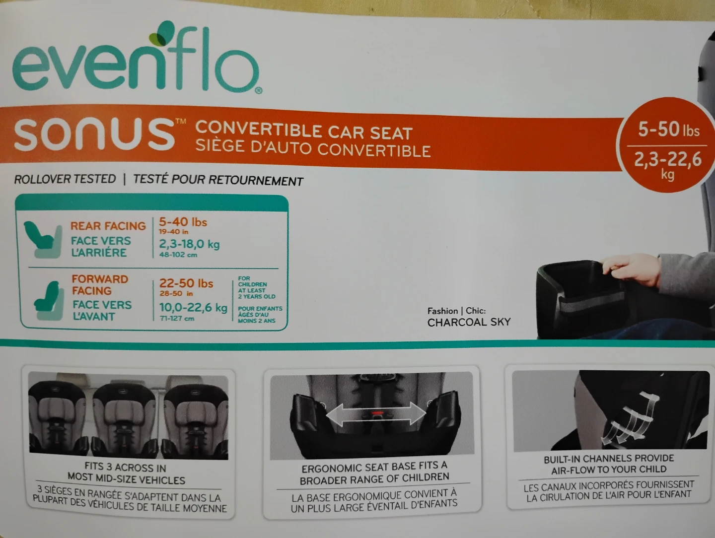 Never used Evenflo Sonus Convertible Car Seat - photo 3