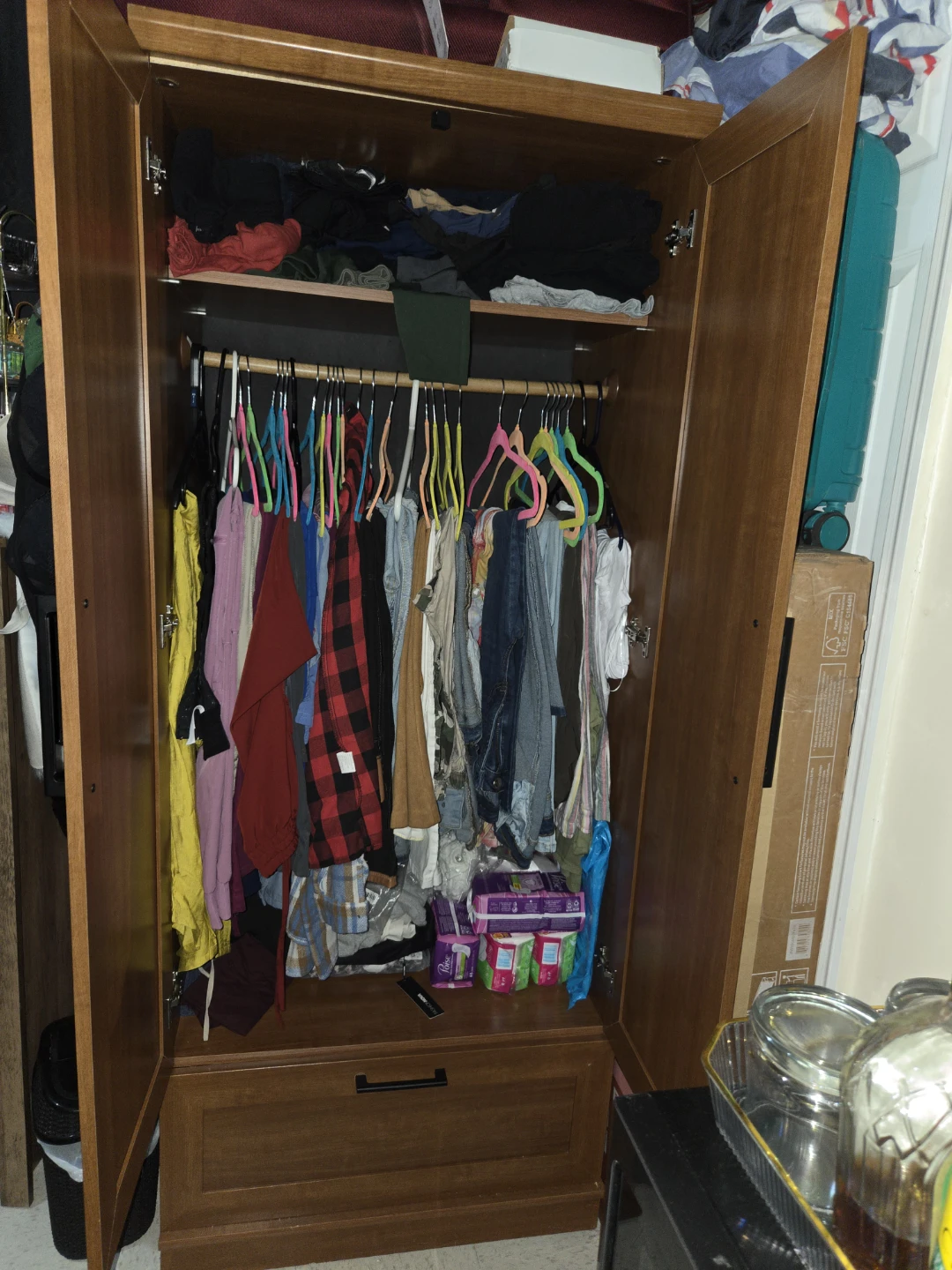 Wooden Wardrobe with Bottom Drawer - photo 2