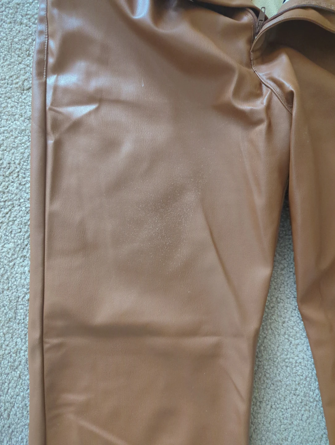 Zara Faux Leather Pants Brown - photo 4