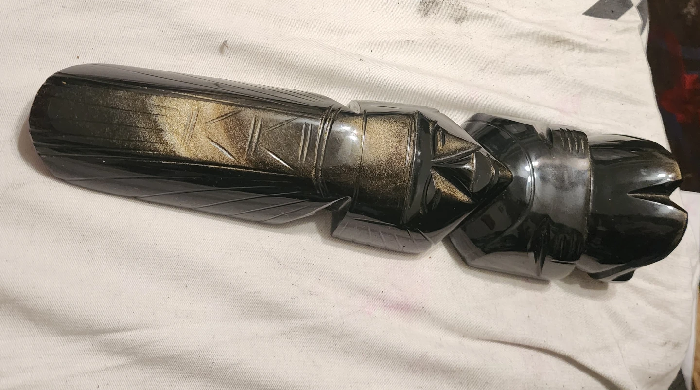 Hand-Carved Gold Sheen Obsidian Totem Figure - photo 2