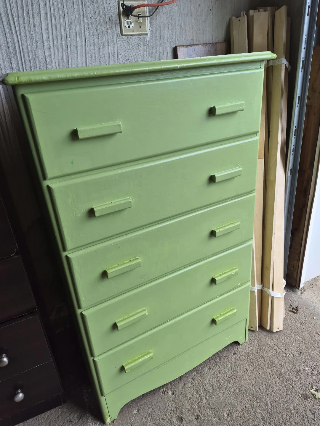 Green Five-Drawer Wooden Dresser - photo 2