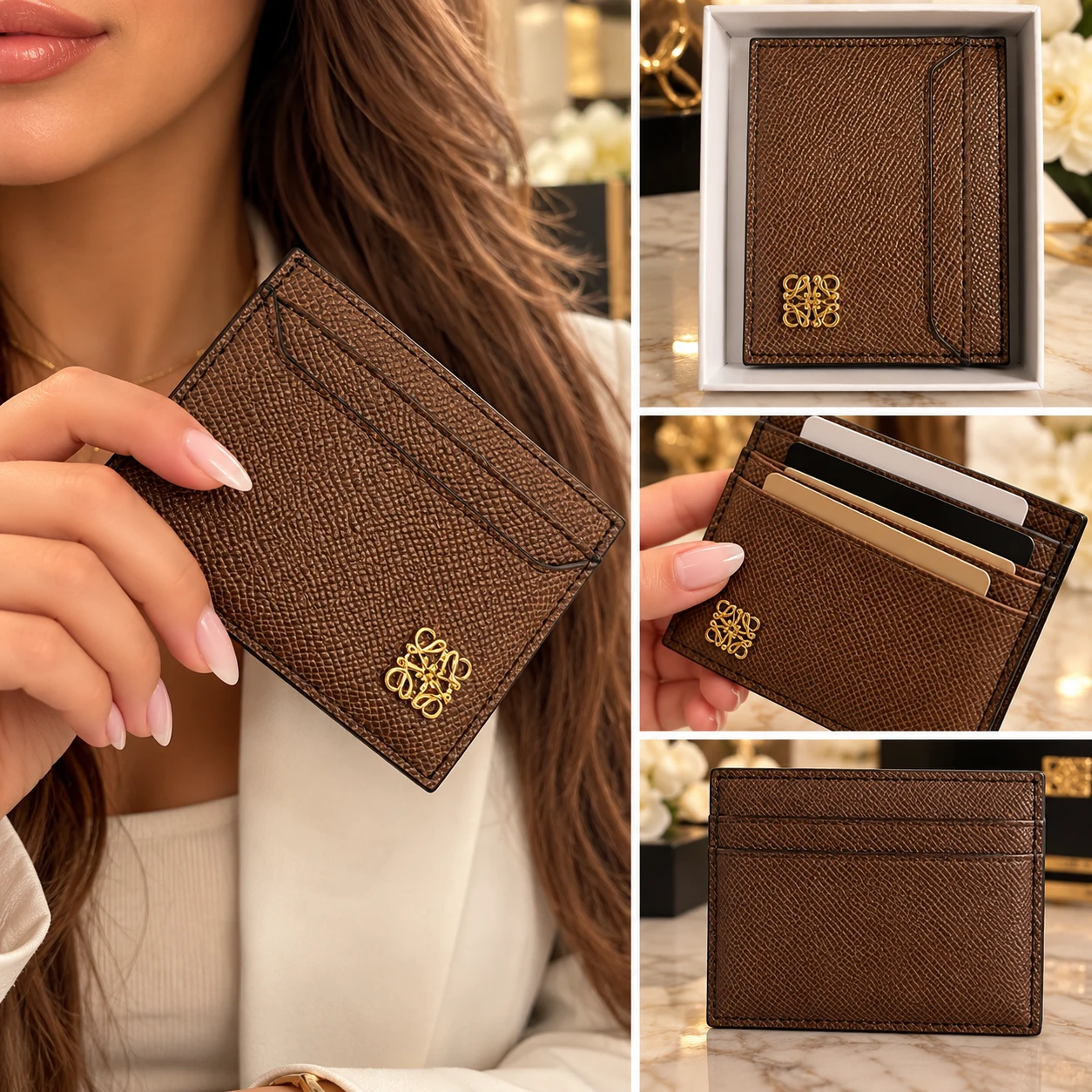 Loewe Brown Leather Card Holder