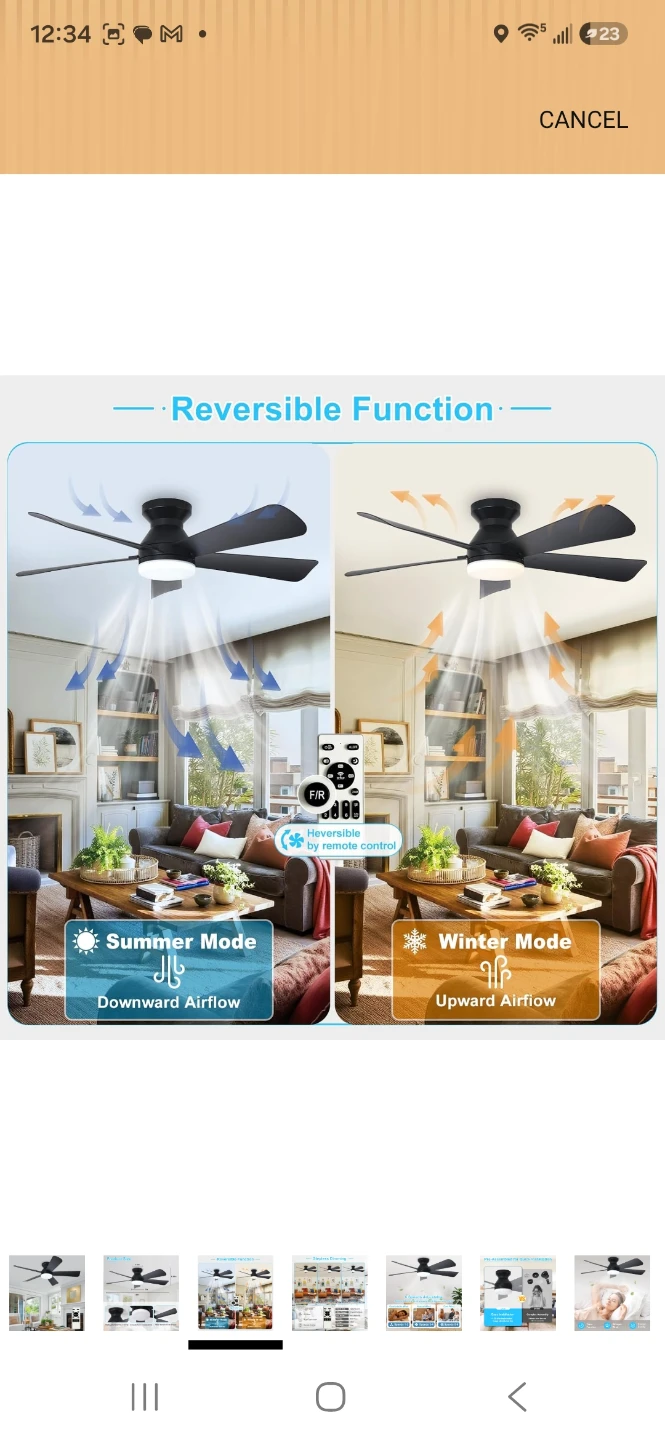 42-inch Low Profile Ceiling Fan with Light and Remote - photo 3