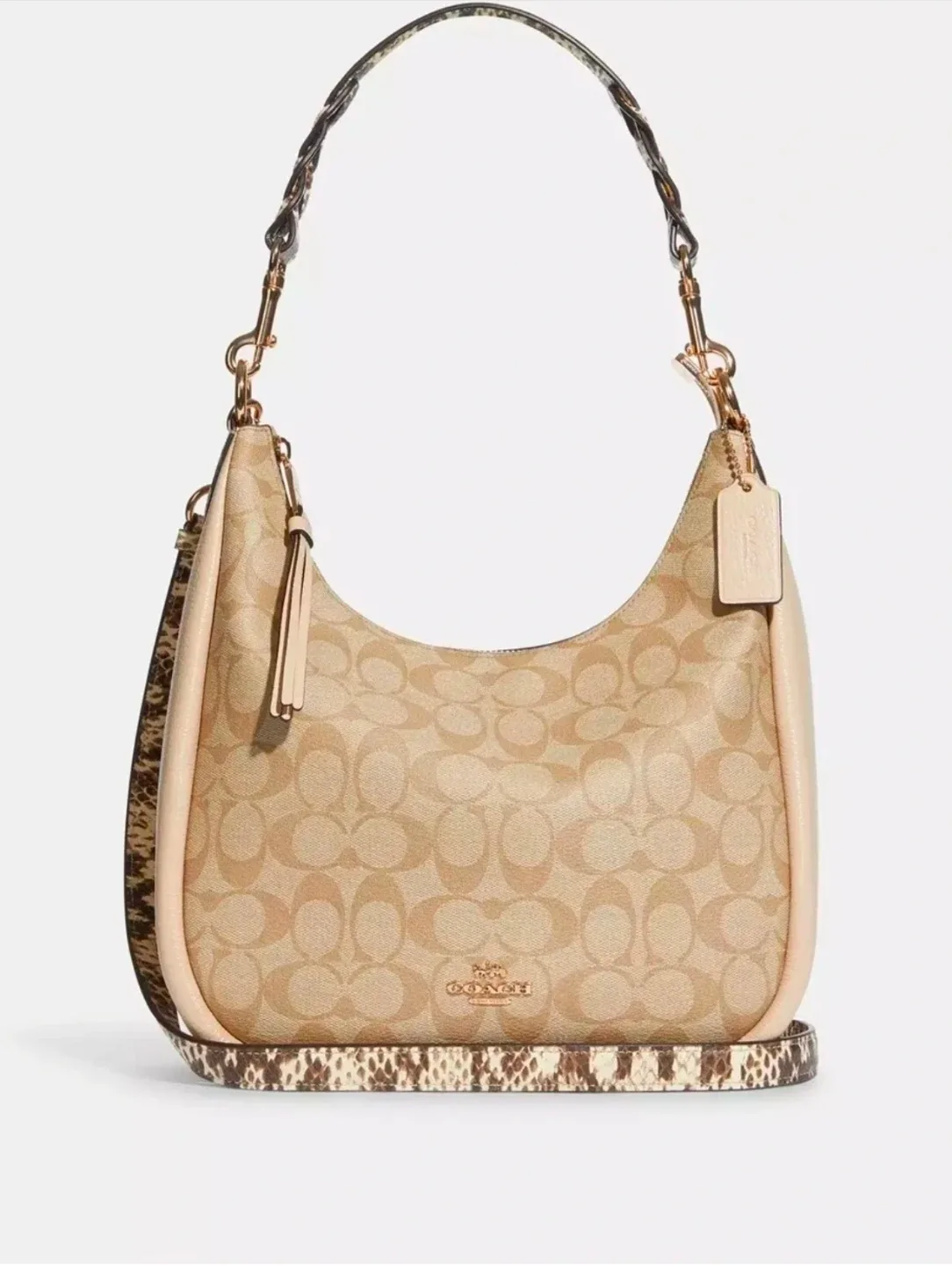 Coach Signature Hobo Bag with Snakeskin Detail