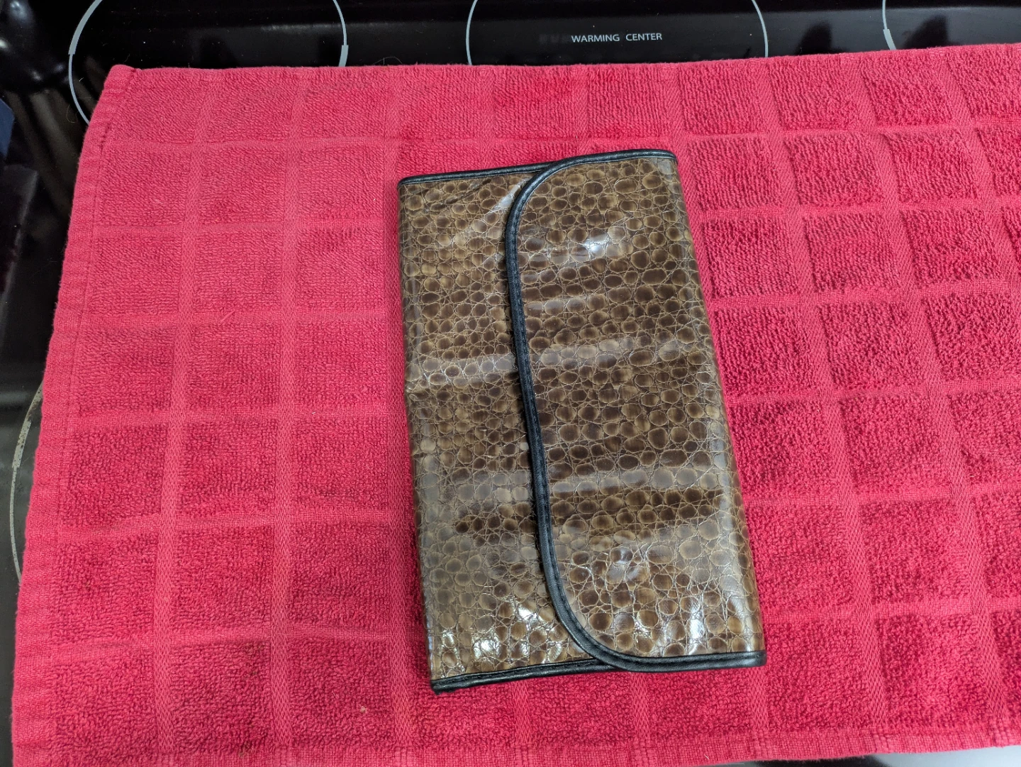 Brown Faux Croc Makeup Brush Roll Case - photo 2
