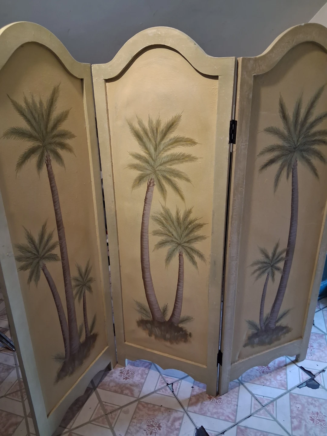 3-Panel Palm Tree Room Divider