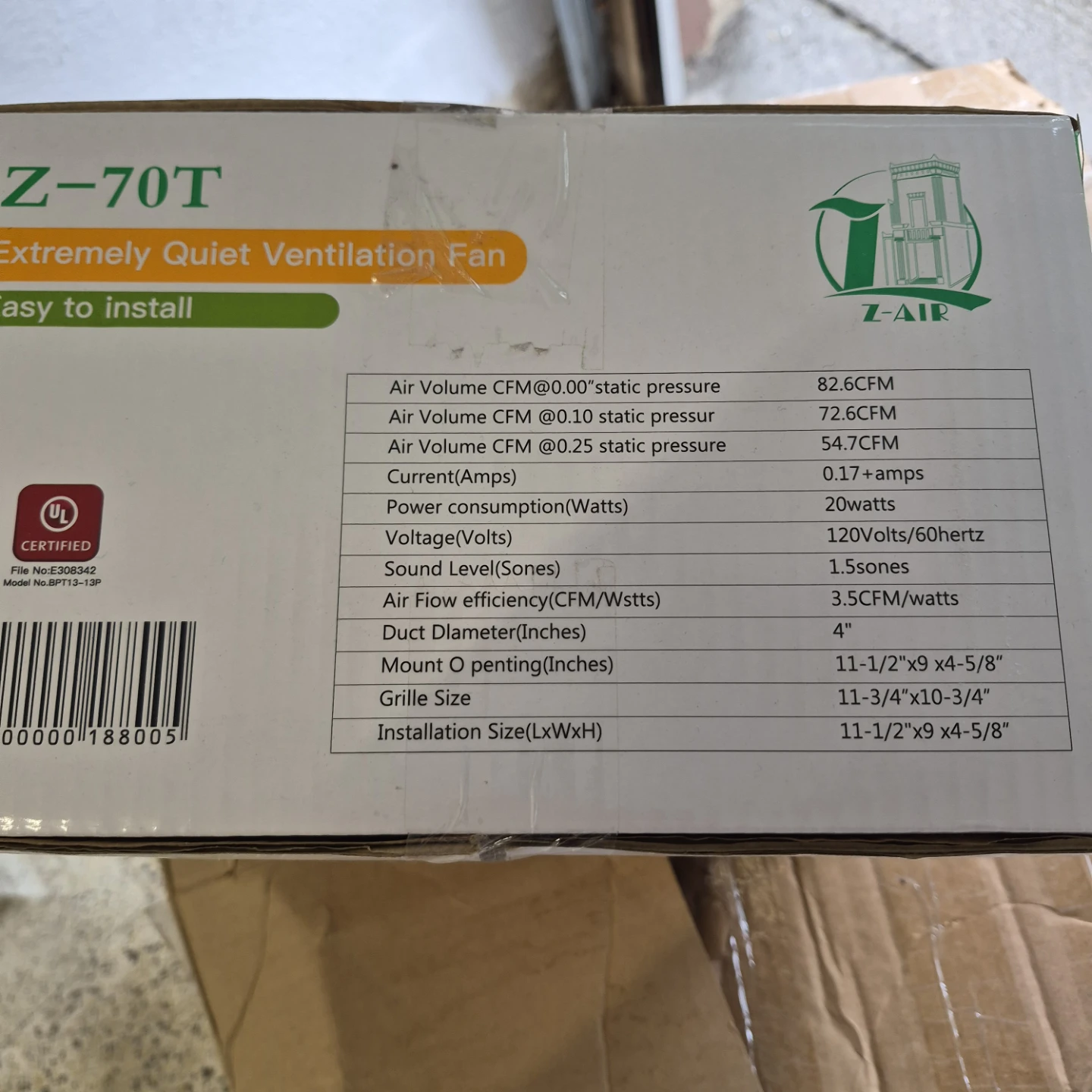 Z-AIR Z-70T Quiet Ventilation Fan - photo 2