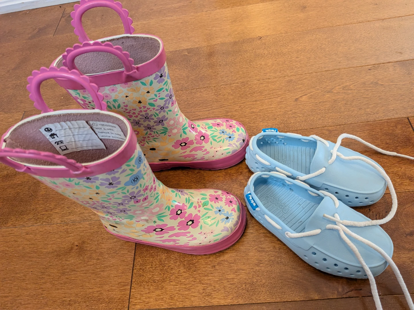 Free size 7 kids rain boots and crocs