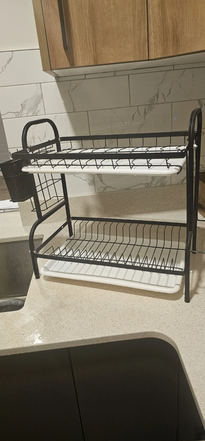 Two-Tier Black Dish Drying Rack