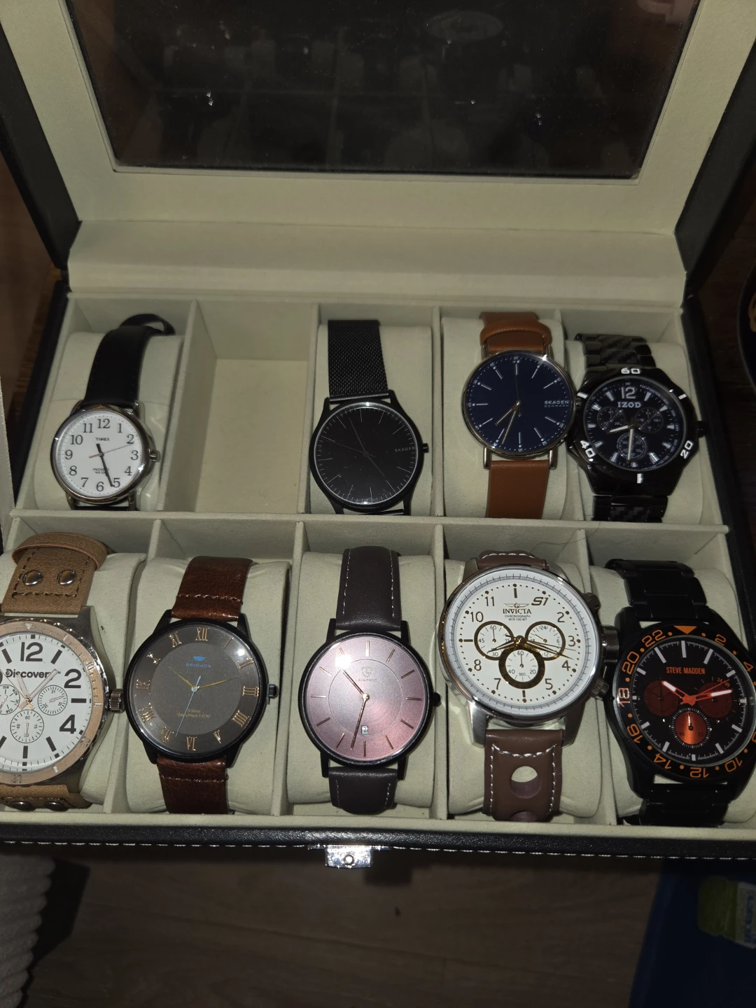 Collection of 9 Assorted Wristwatches with Storage Case