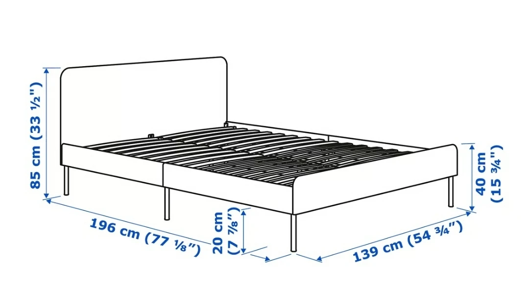 SLATTUM Full/Double Gray Upholstered bed frame - photo 3