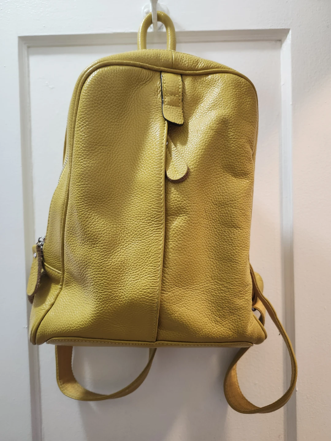 Yellow pebble leather backpack