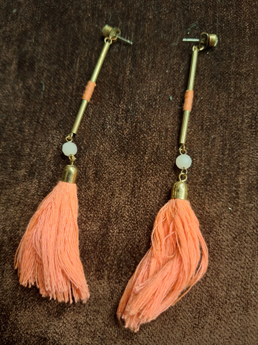 Peach Tassel Drop Earrings