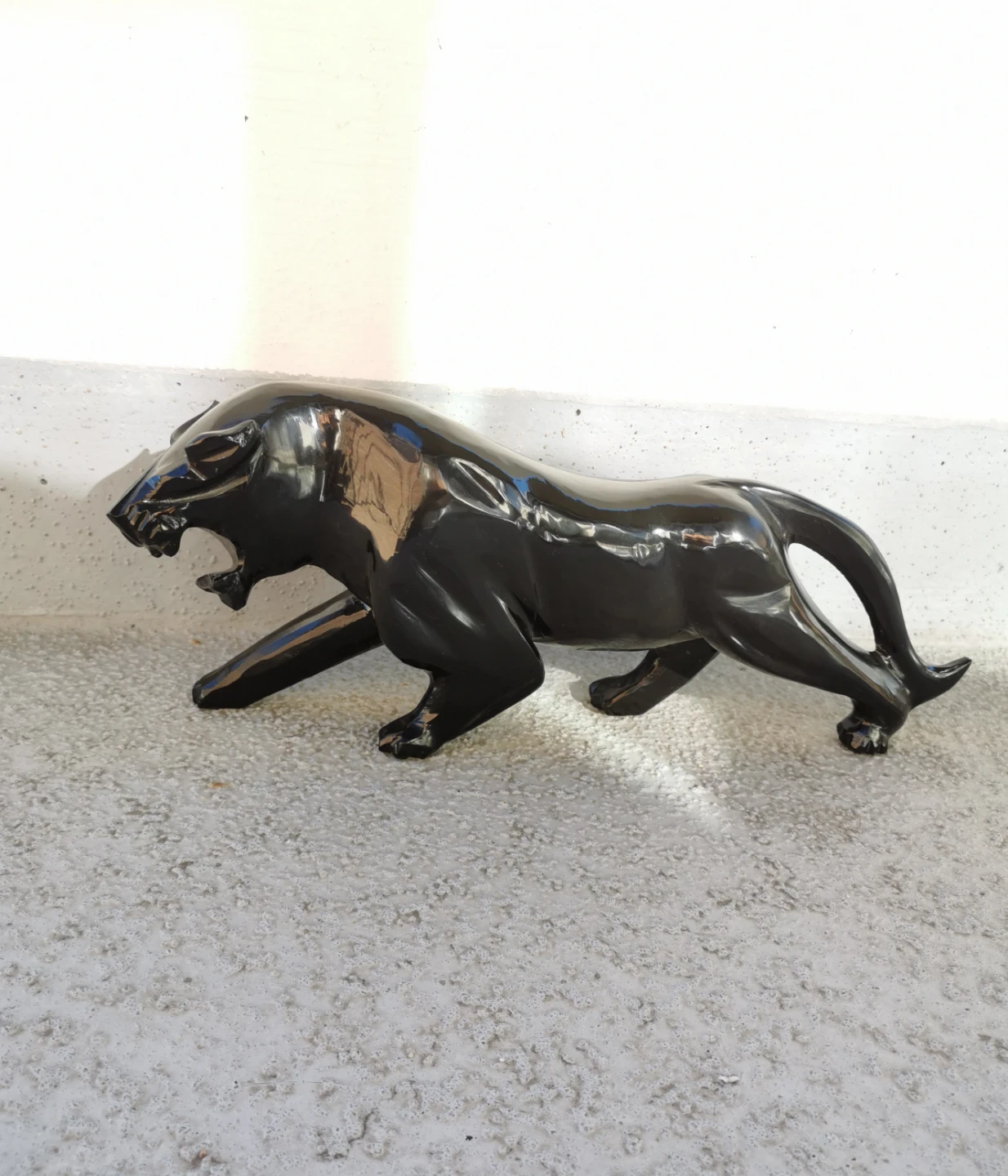 Vintage Black Stone Panther Sculpture – Big Cat Figurine - photo 4