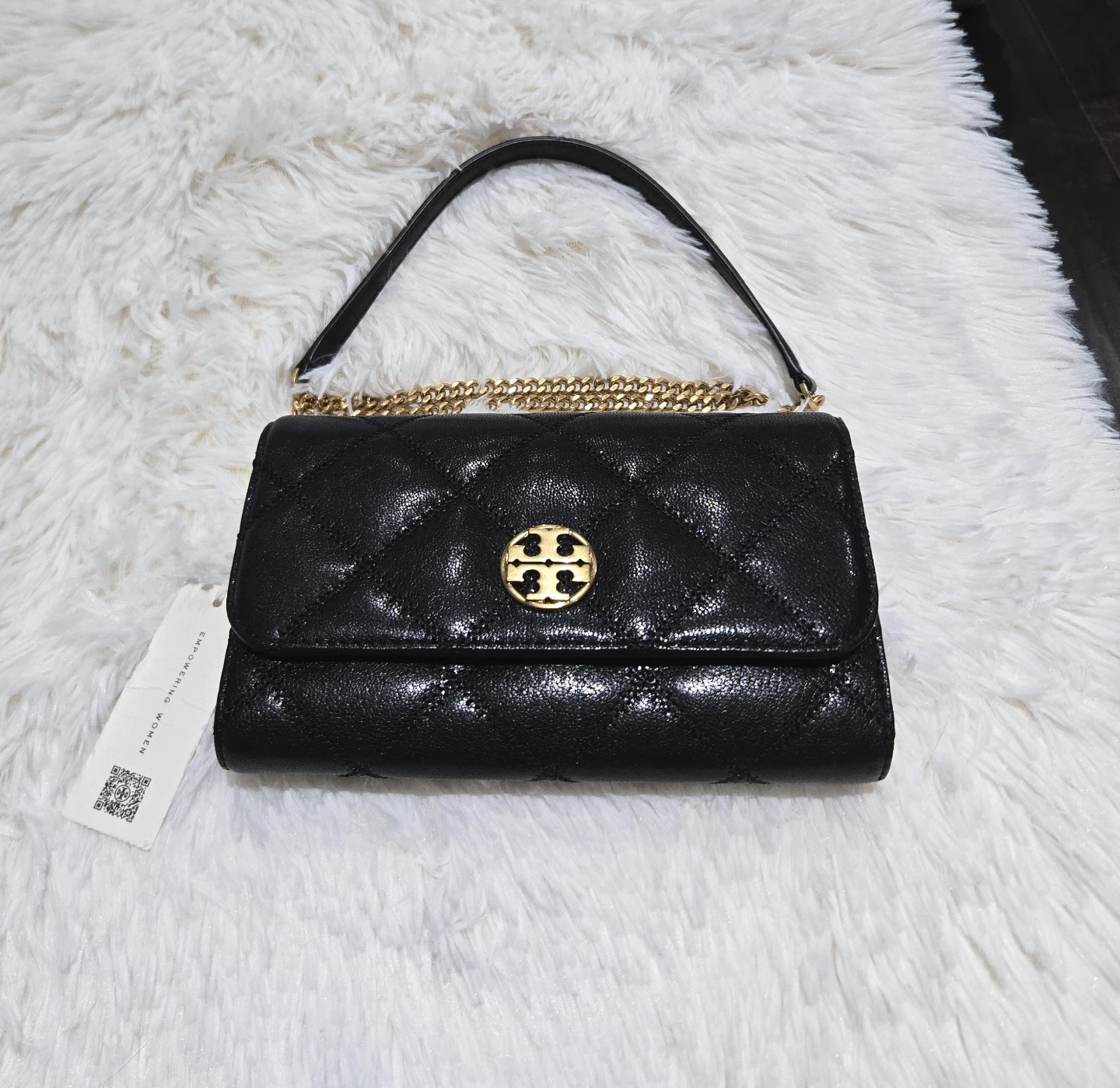 New Authenticated Tory Burch Willa Glazed Chain Wallet